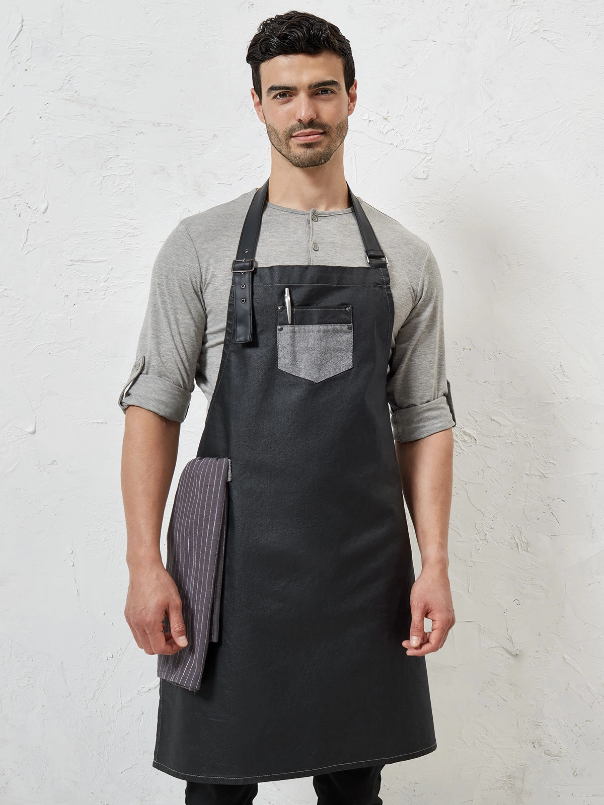 Immagine Division Waxed Look Denim With Faux Leather ather
