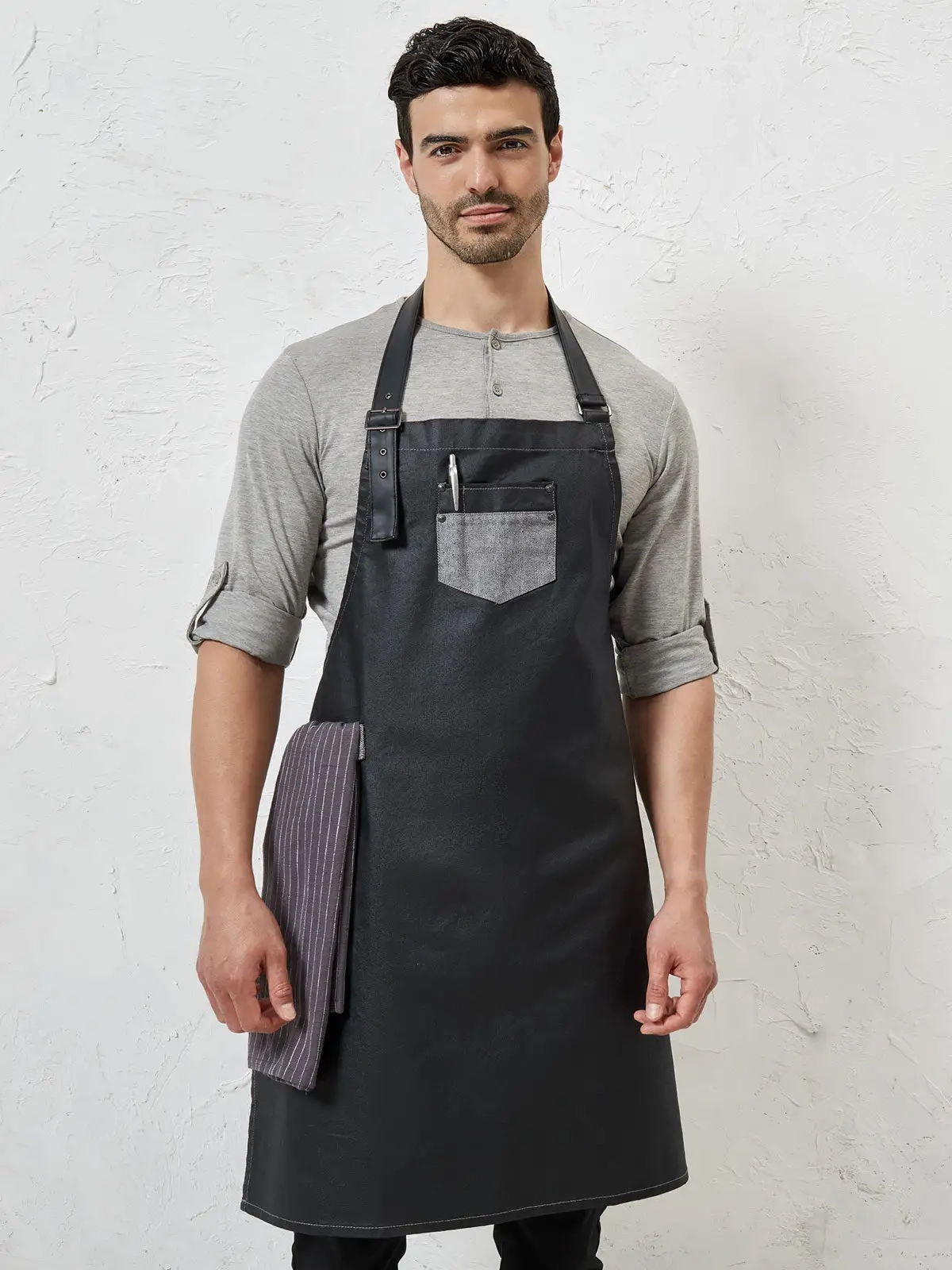 Immagine Division Waxed Look Denim With Faux Leather ather