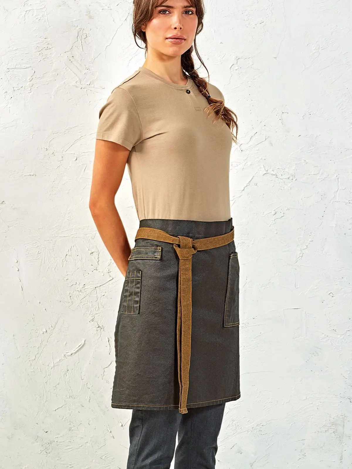 Immagine Division Waxed Look Denim Waist Apron