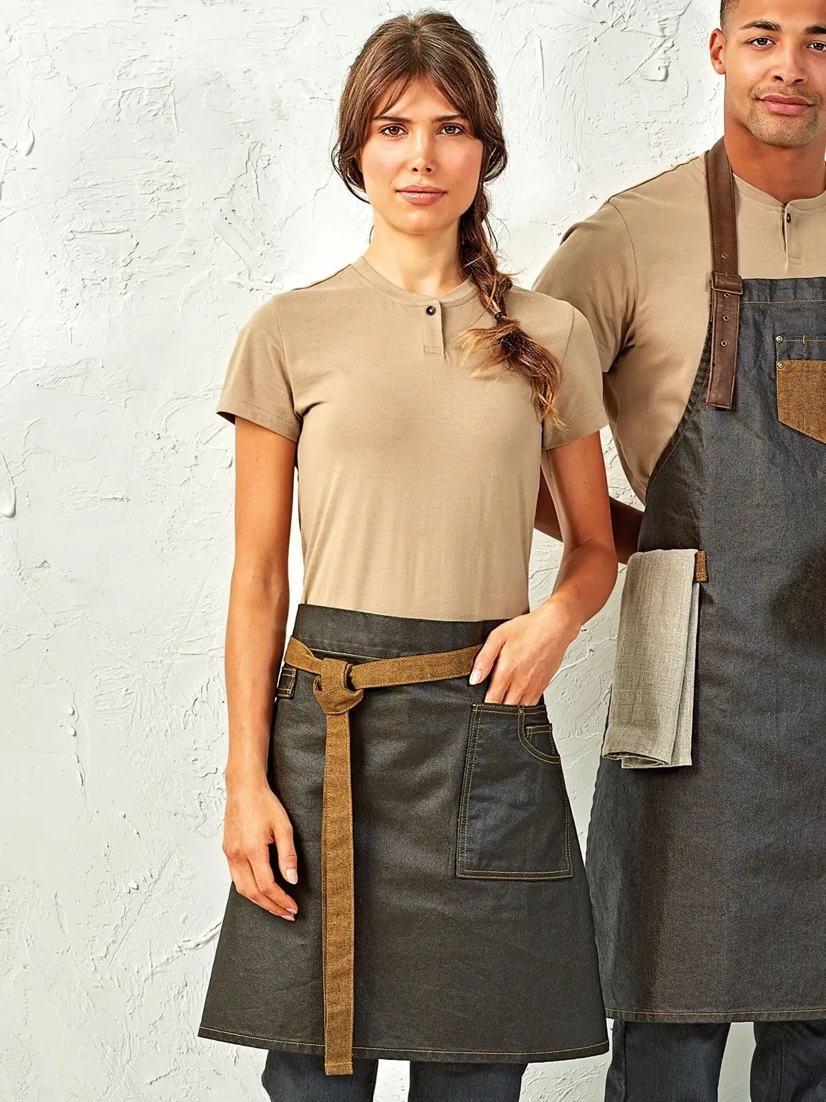 Immagine Division Waxed Look Denim Waist Apron
