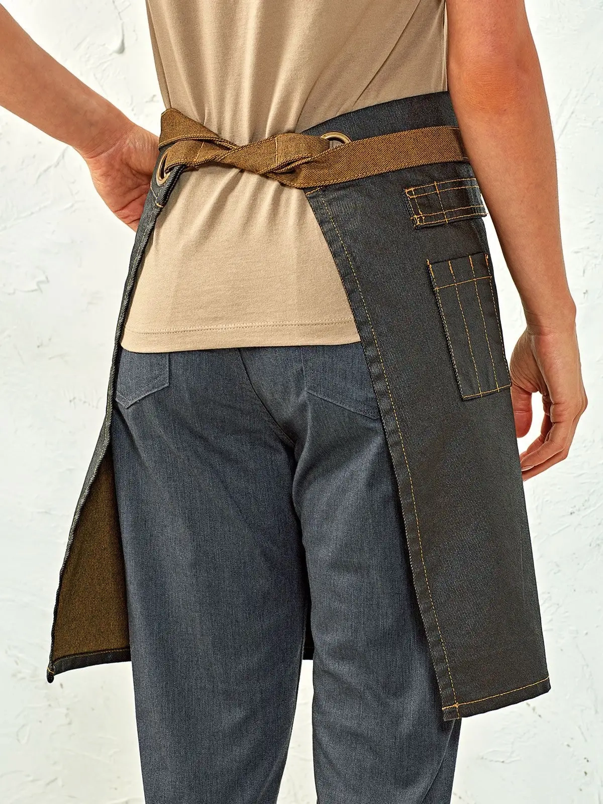 Immagine Division Waxed Look Denim Waist Apron