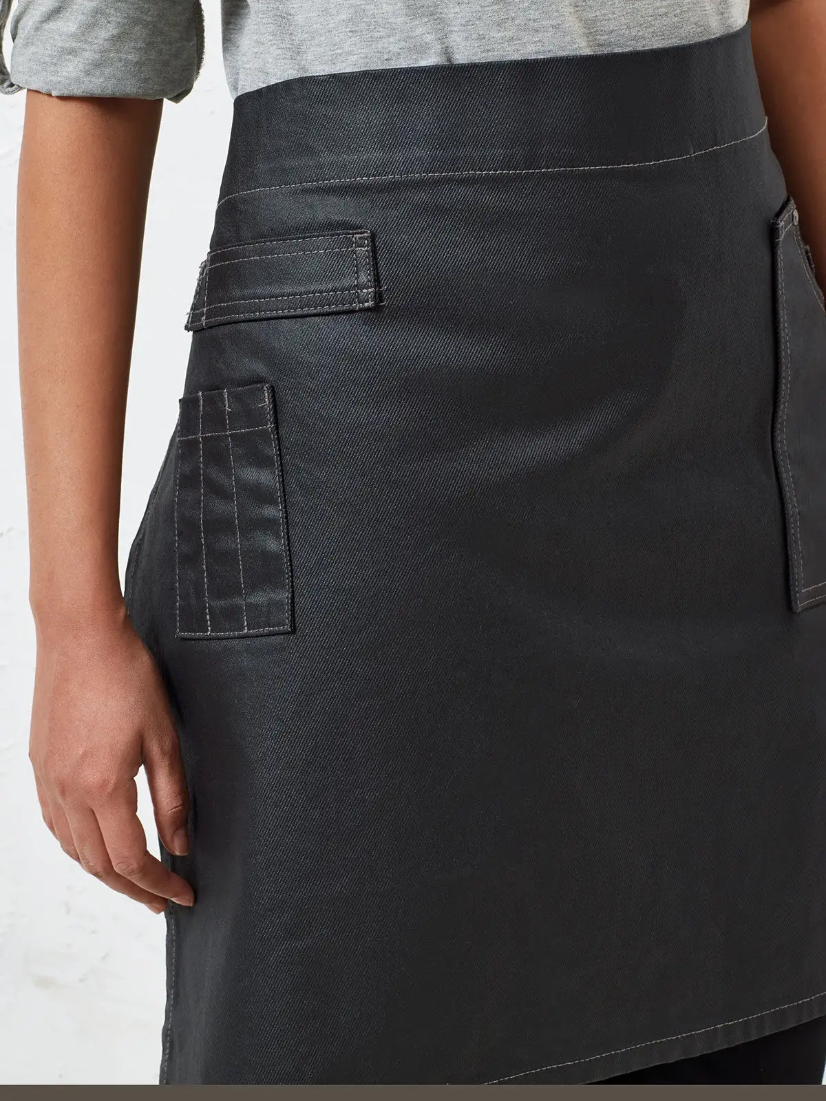 Immagine Division Waxed Look Denim Waist Apron