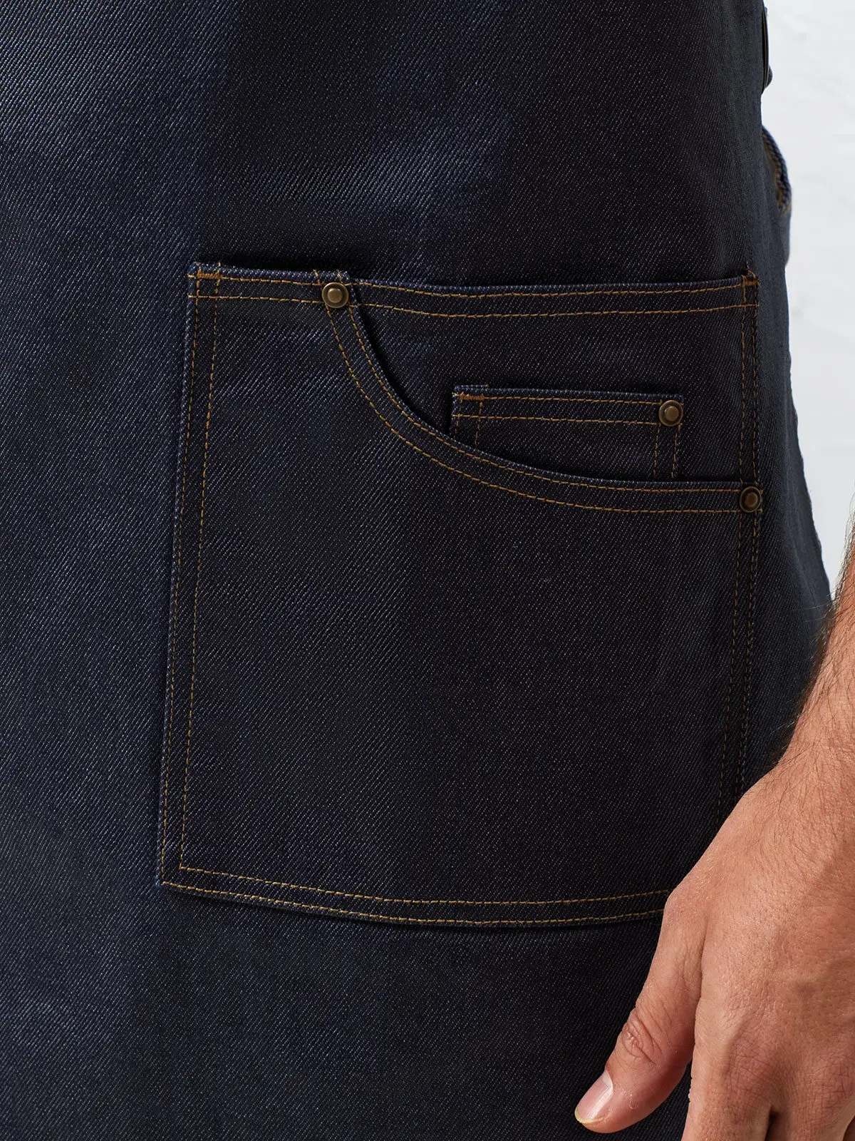 Immagine District Waxed Look Denim Bib Apron