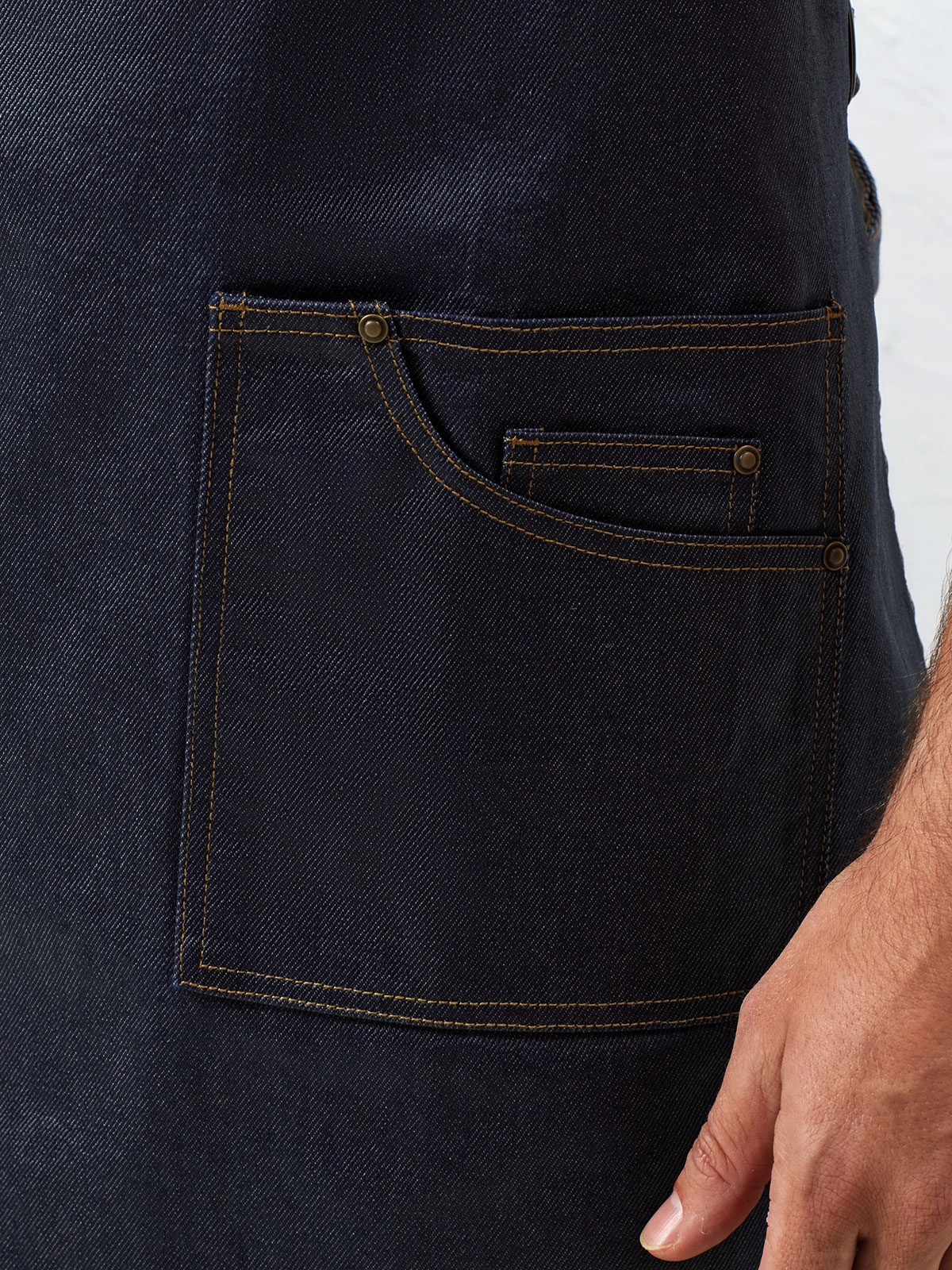 Immagine District Waxed Look Denim Bib Apron