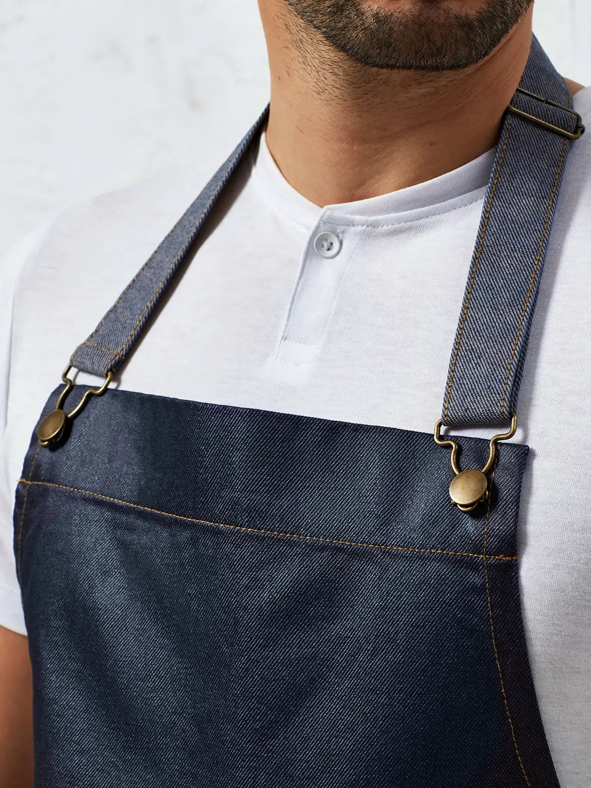 Immagine District Waxed Look Denim Bib Apron
