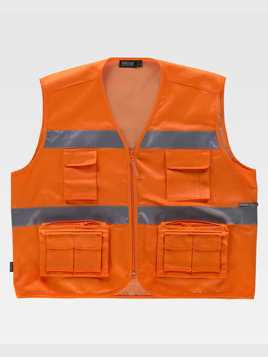 Immagine GILET MULTITASCHE LEGGERO ALTA VISIBILITA E BANDE RIFRANGENTI
