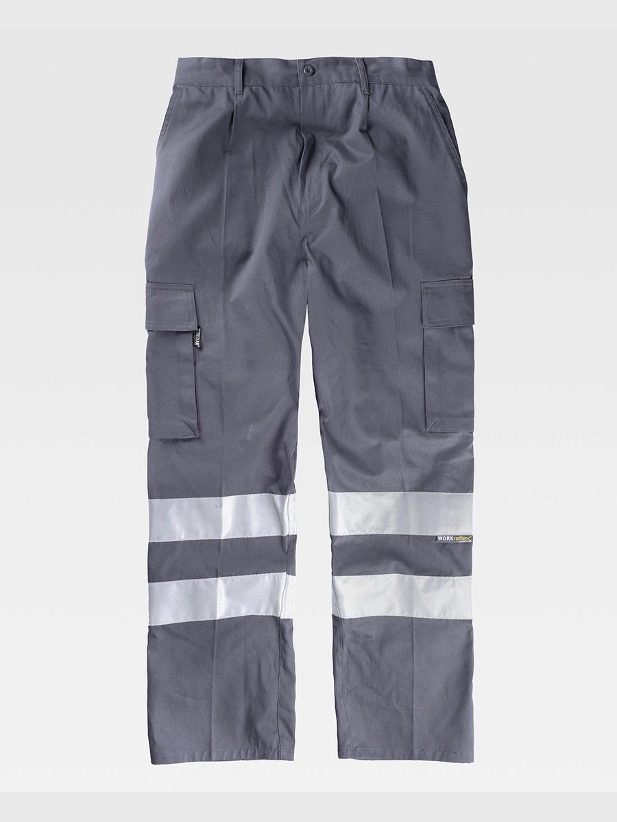 Immagine PANTALONE DA LAVORO MULTITASCHE BANDE RIFRANGENTI
