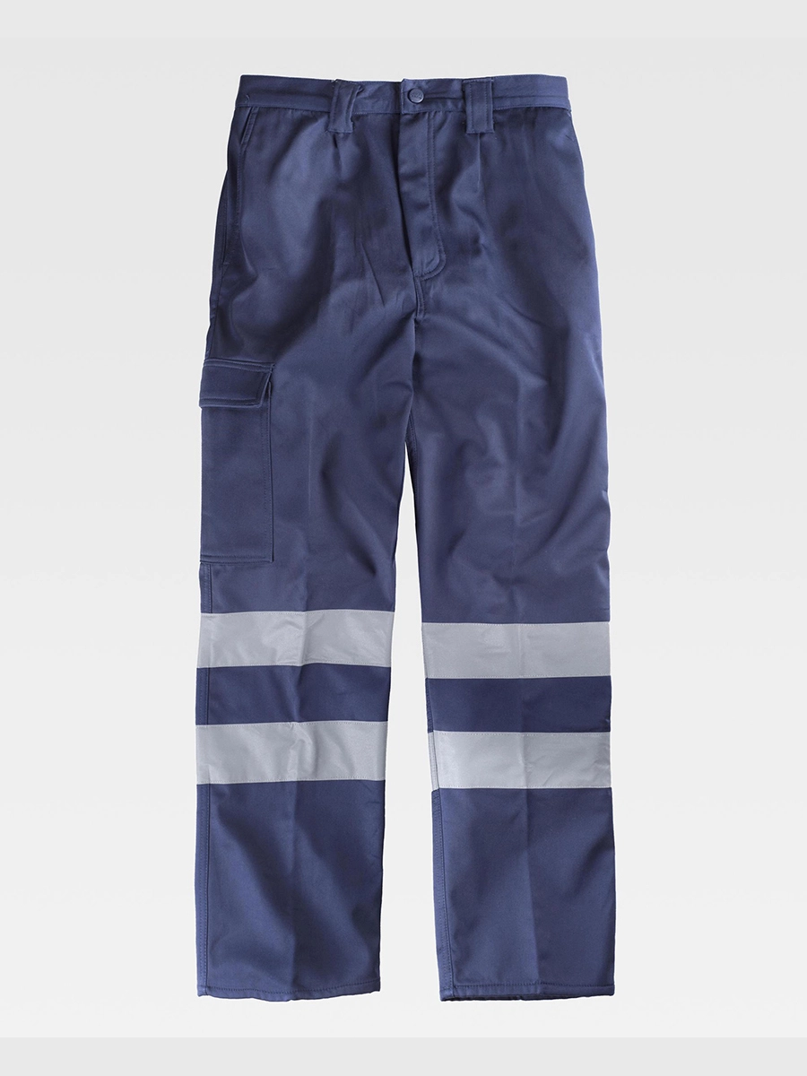 Immagine PANTALONE DA LAVORO MULTITASCHE INTERNO IN PILE BANDE RIFRANGENTI