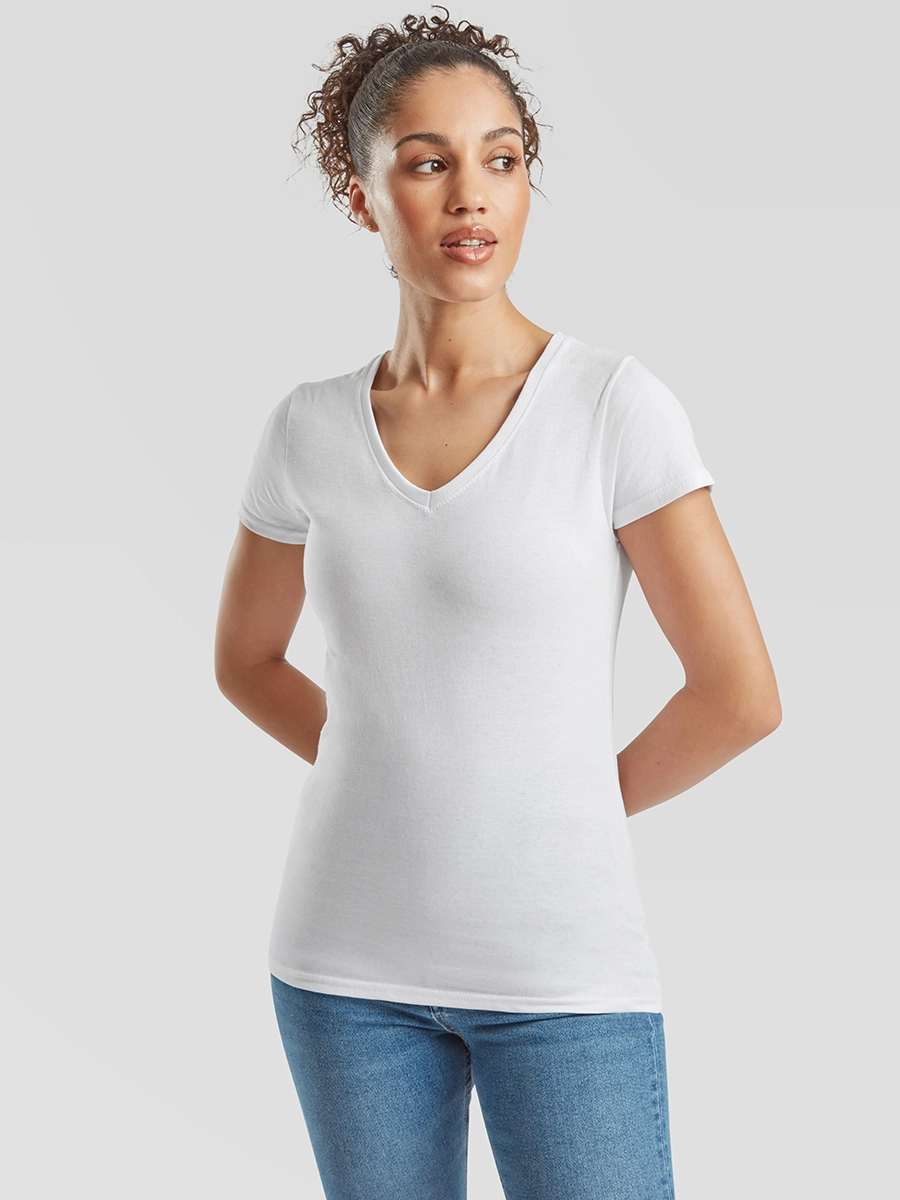 Immagine T-SHIRT DONNA MANICA CORTA COLLO A V VALUEWEIGHT