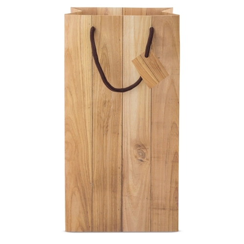 Immagine BUSTA IN CARTA EFFETTO LEGNO 2 BOTTIGLIE 