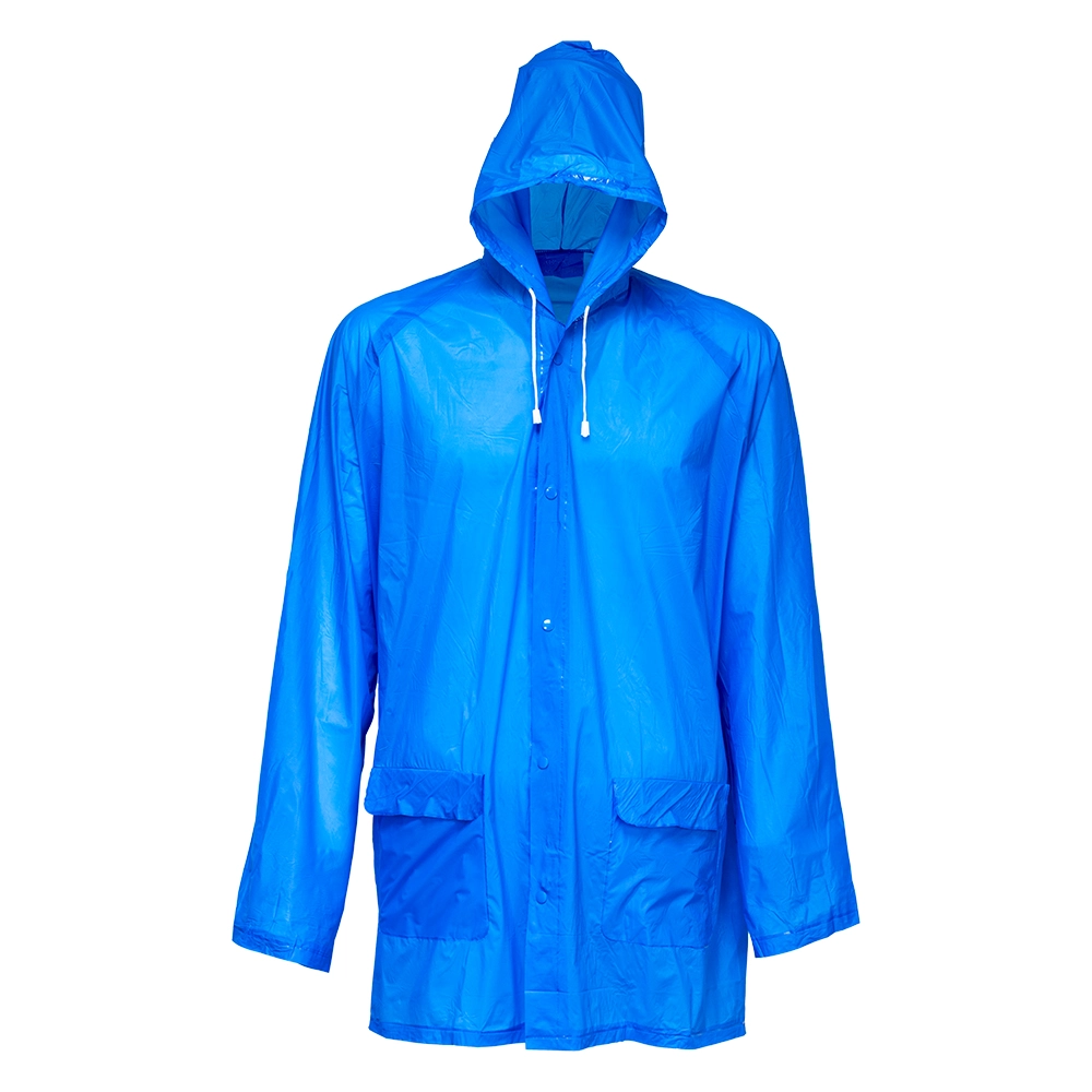 Immagine Impermeabile in PVC goffrato, con cappuccio e 2 tasche frontali, inserito in bustina