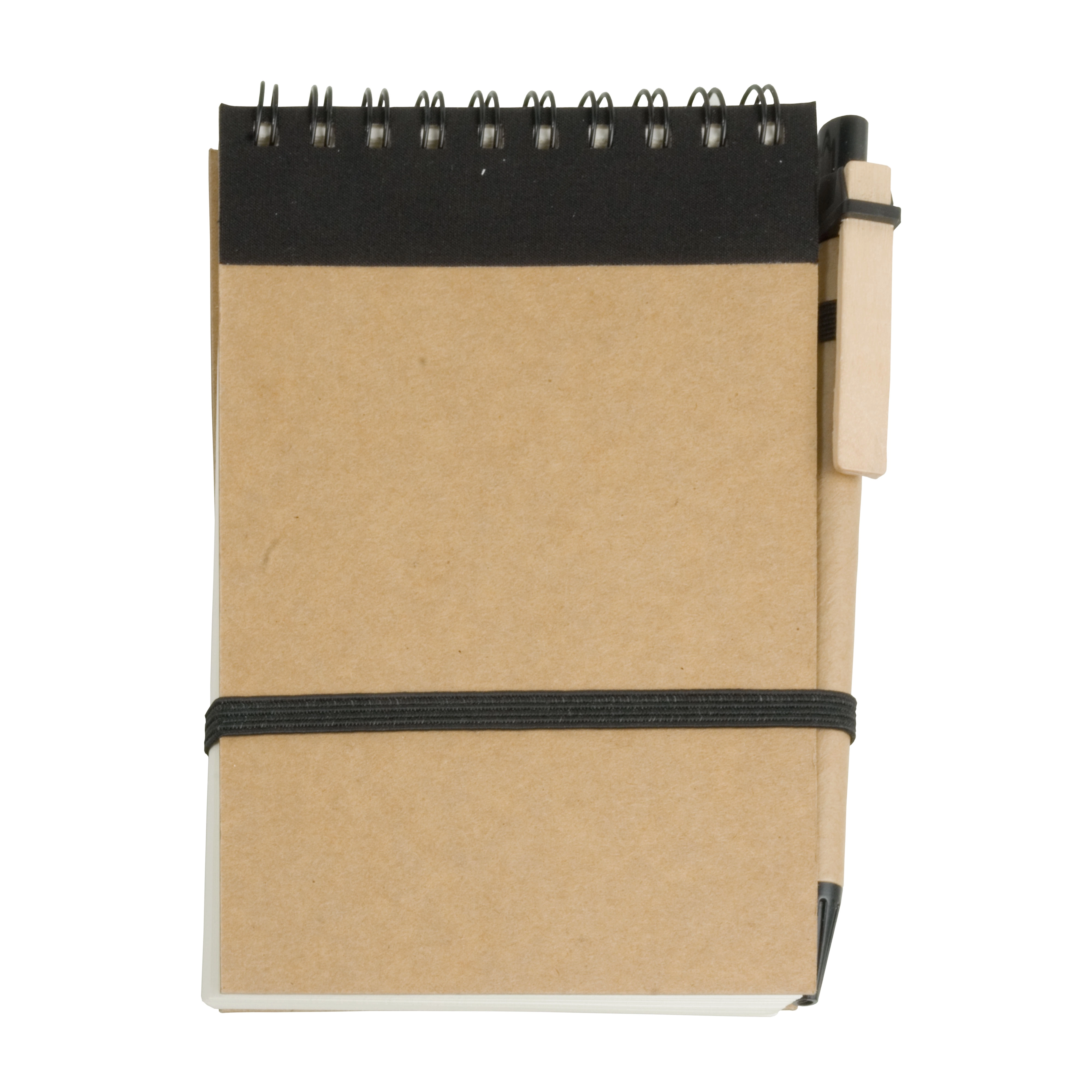 Immagine Block notes ad anelli in carta riciclata, fogli bianchi (70 pag.) con penna in cartone