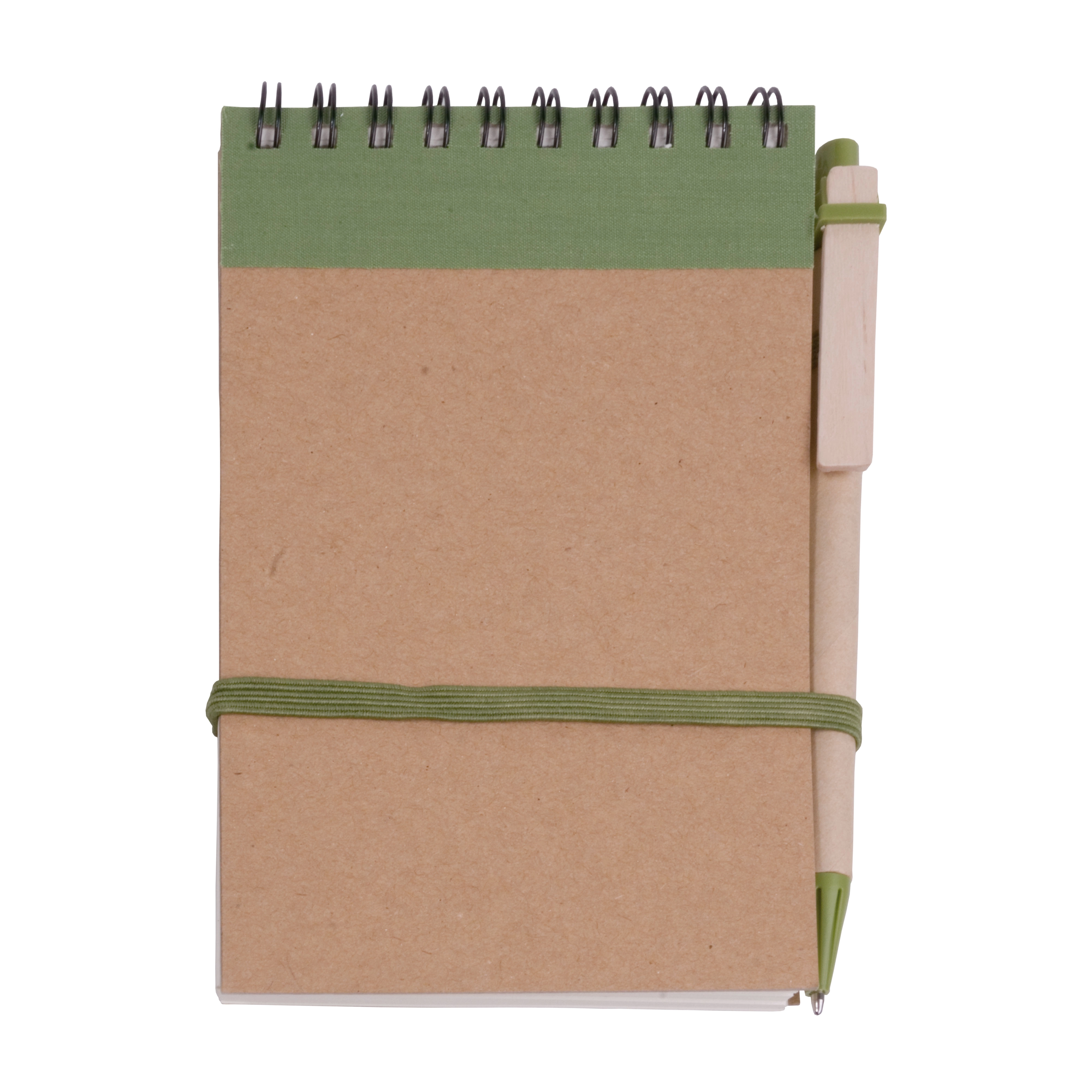 Immagine Block notes ad anelli in carta riciclata, fogli bianchi (70 pag.) con penna in cartone