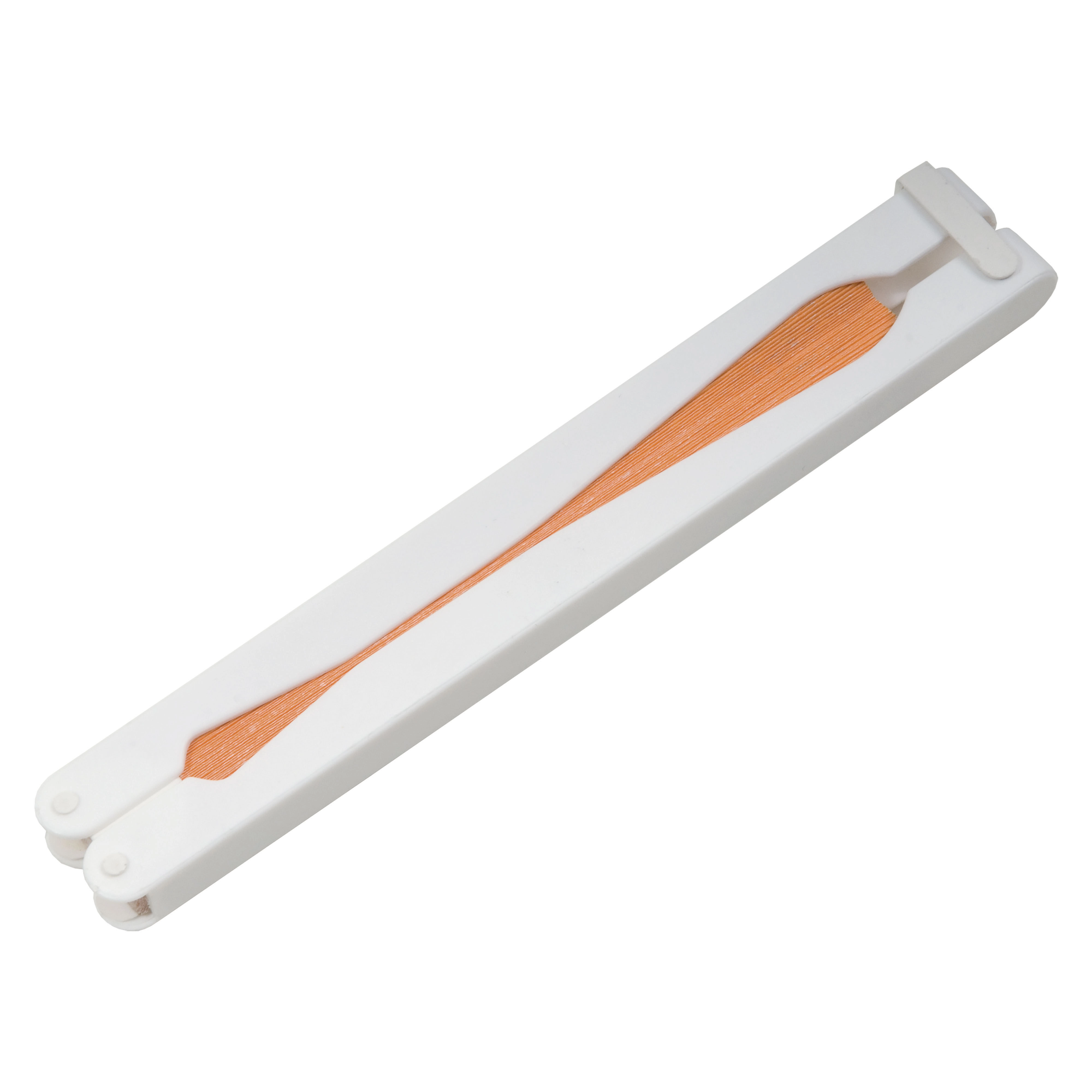 Immagine Ventaglio in carta colorata con manico in plastica bianca, lunghezza cm 26