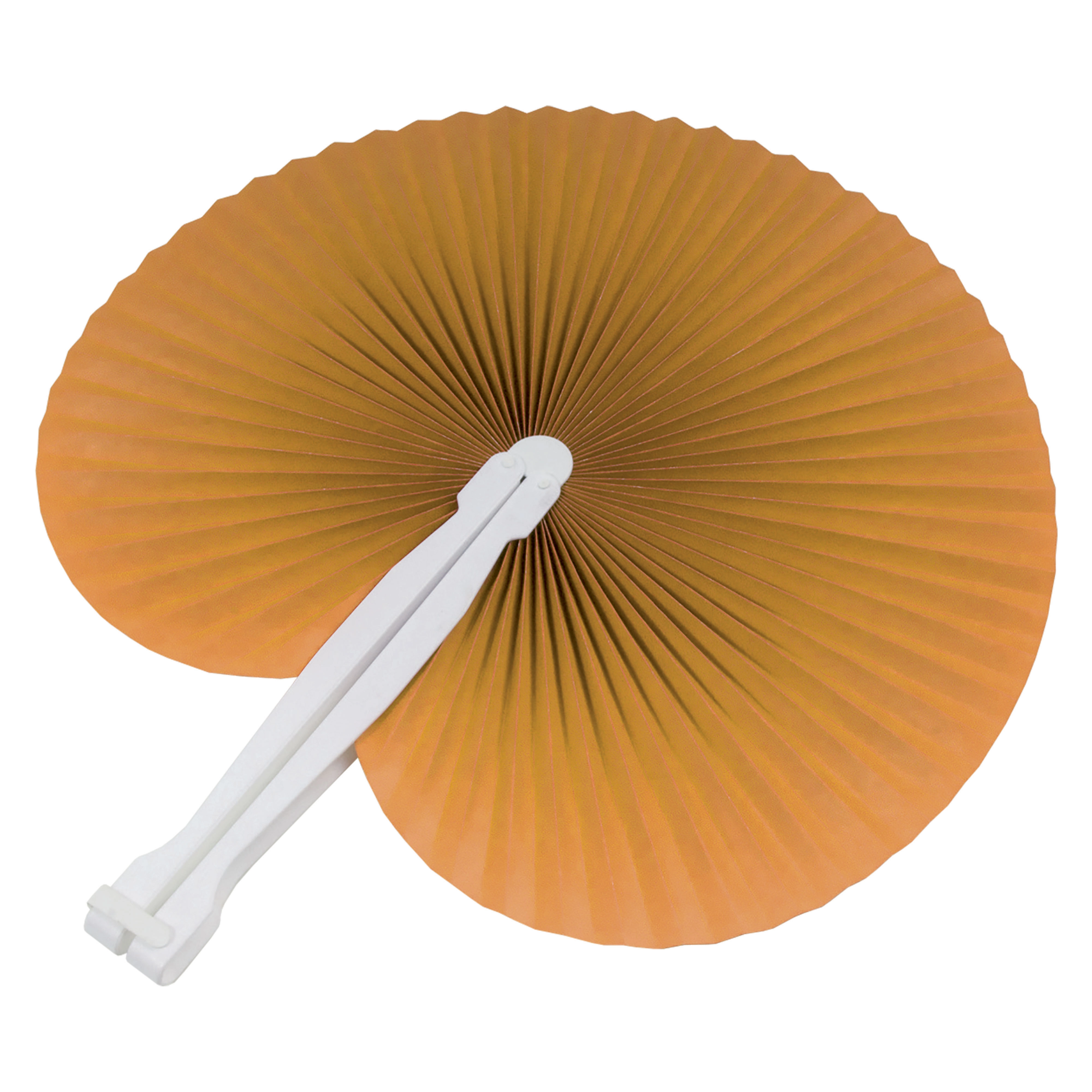 Immagine Ventaglio in carta colorata con manico in plastica bianca, lunghezza cm 26