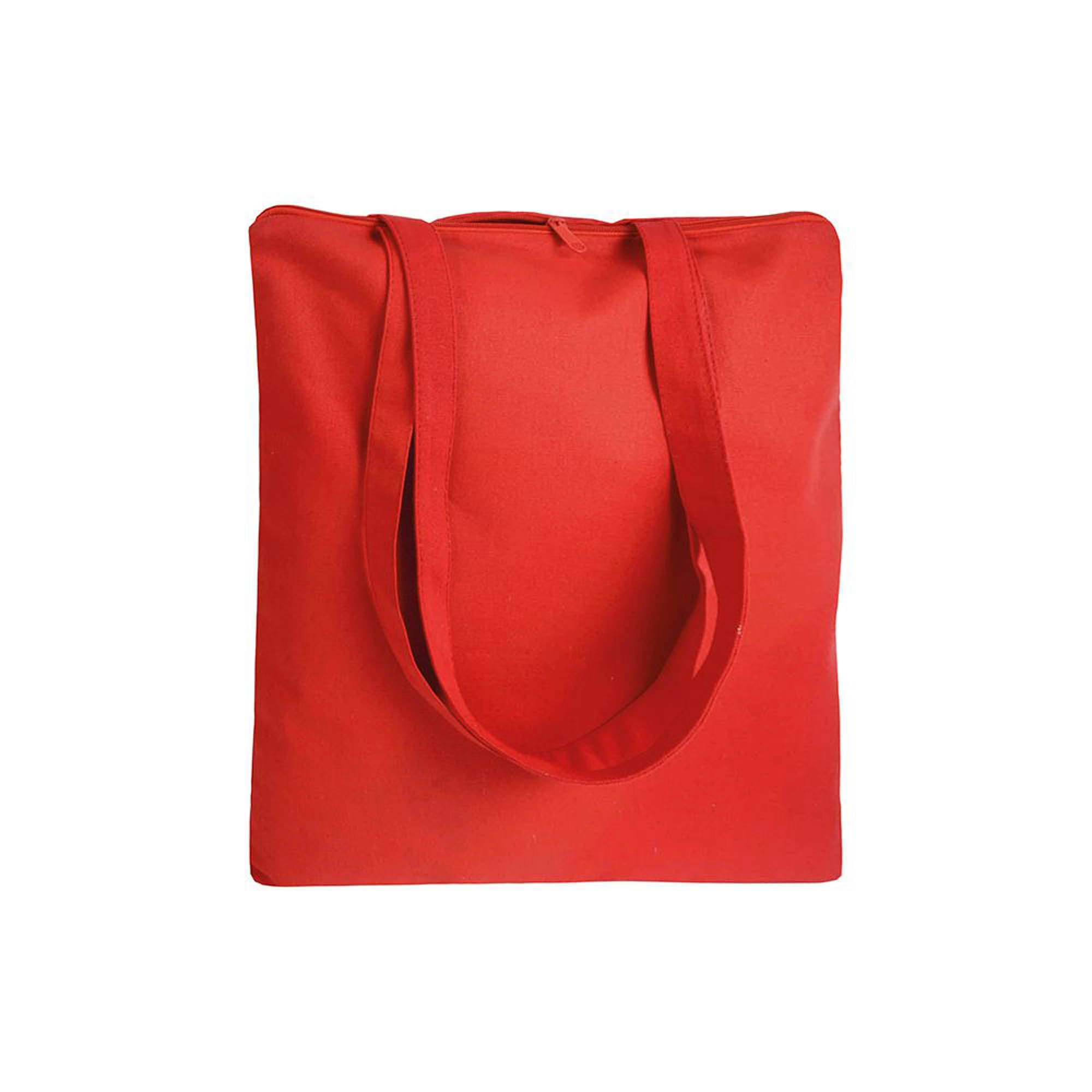 Immagine Shopper in cotone 220 g/m2, manici lunghi e chiusura con zip