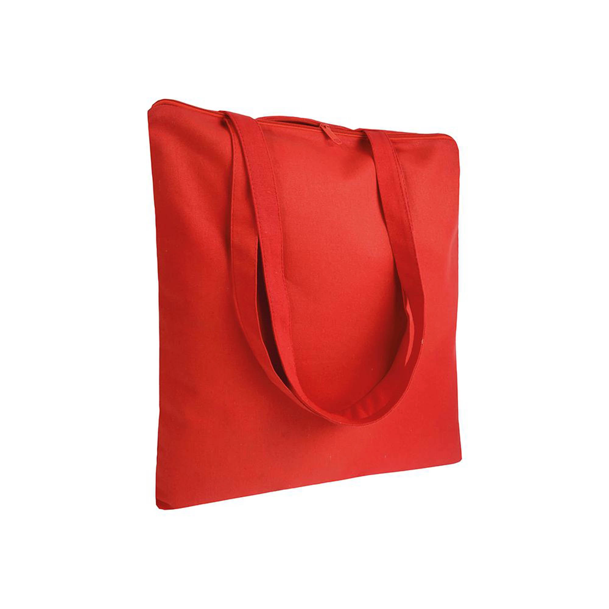 Immagine Shopper in cotone 220 g/m2, manici lunghi e chiusura con zip