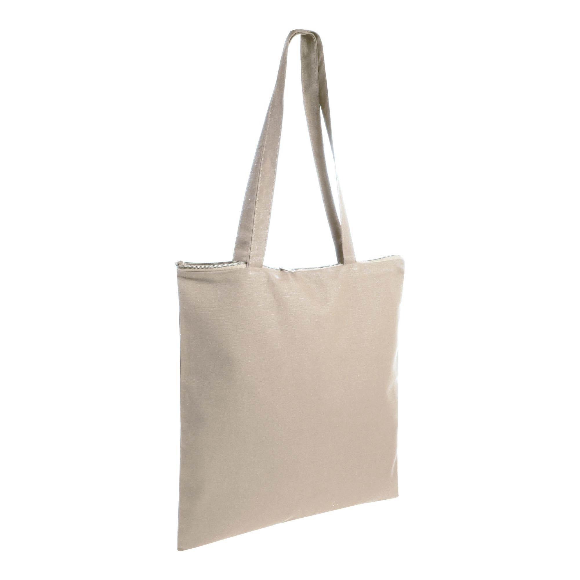 Immagine Shopper in cotone 220 g/m2, manici lunghi e chiusura con zip
