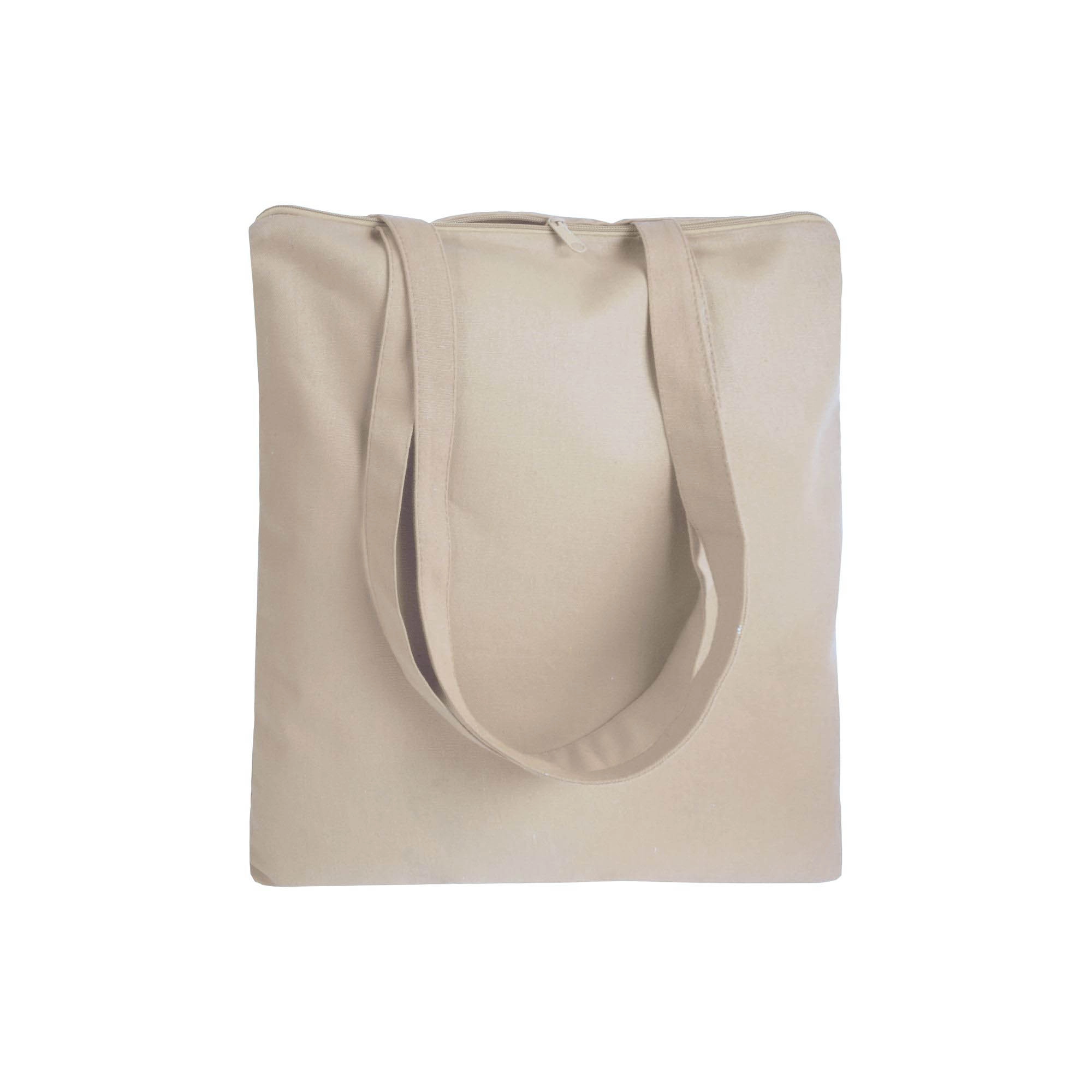 Immagine Shopper in cotone 220 g/m2, manici lunghi e chiusura con zip