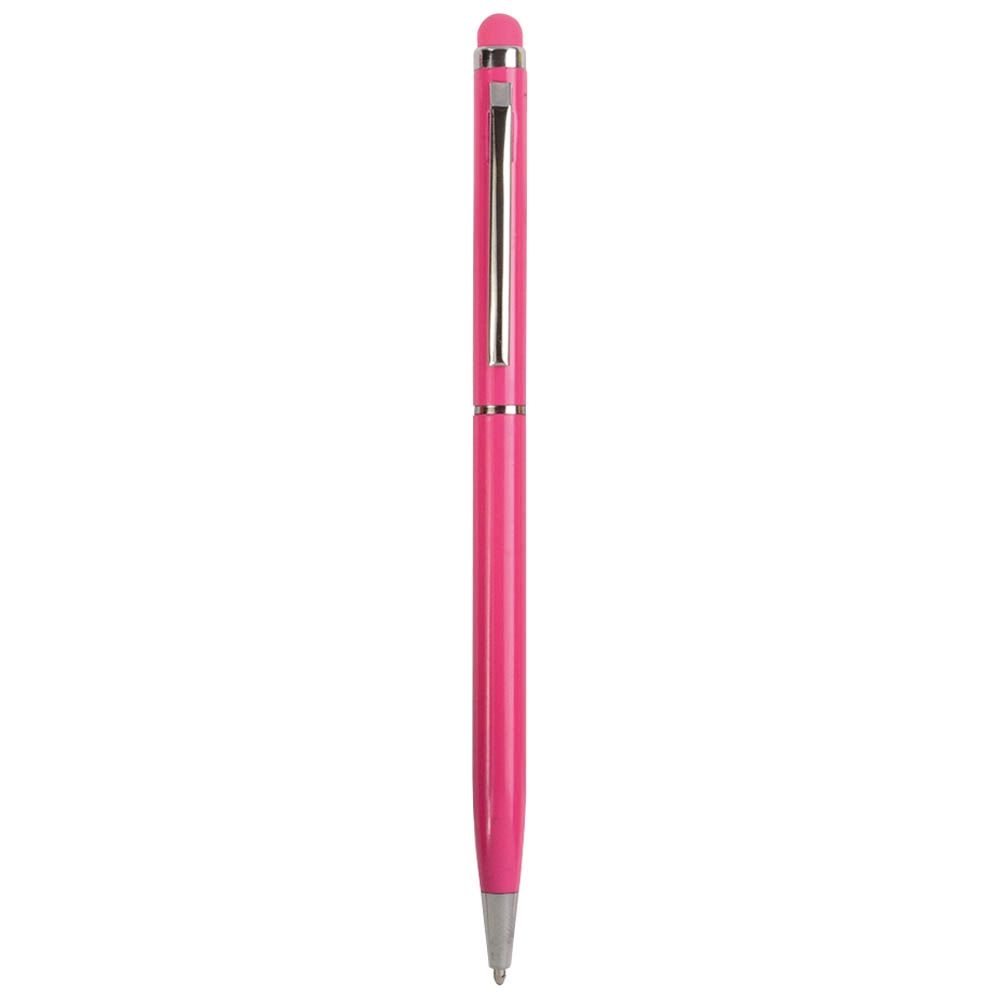 Immagine Penna twist con fusto e clip in metallo, con gommino per toch screen in tinta