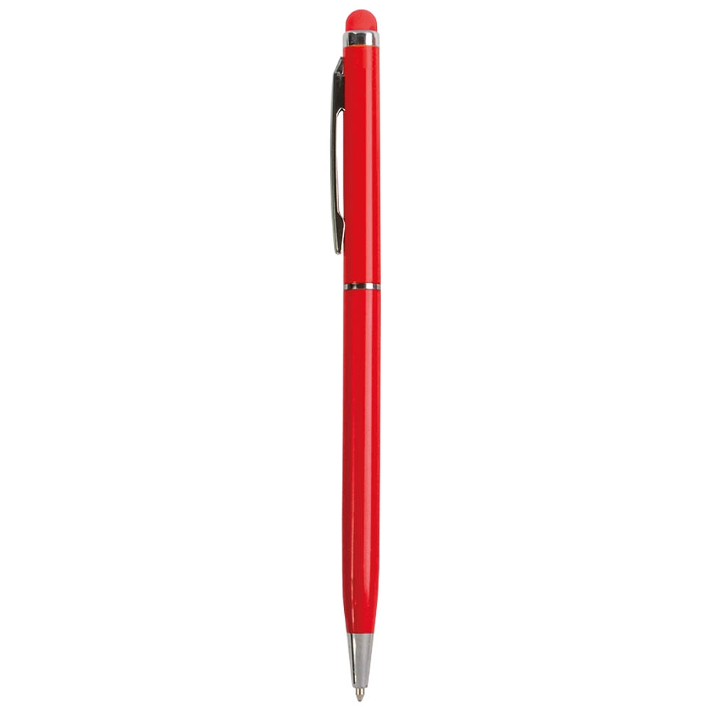 Immagine Penna twist con fusto e clip in metallo, con gommino per toch screen in tinta