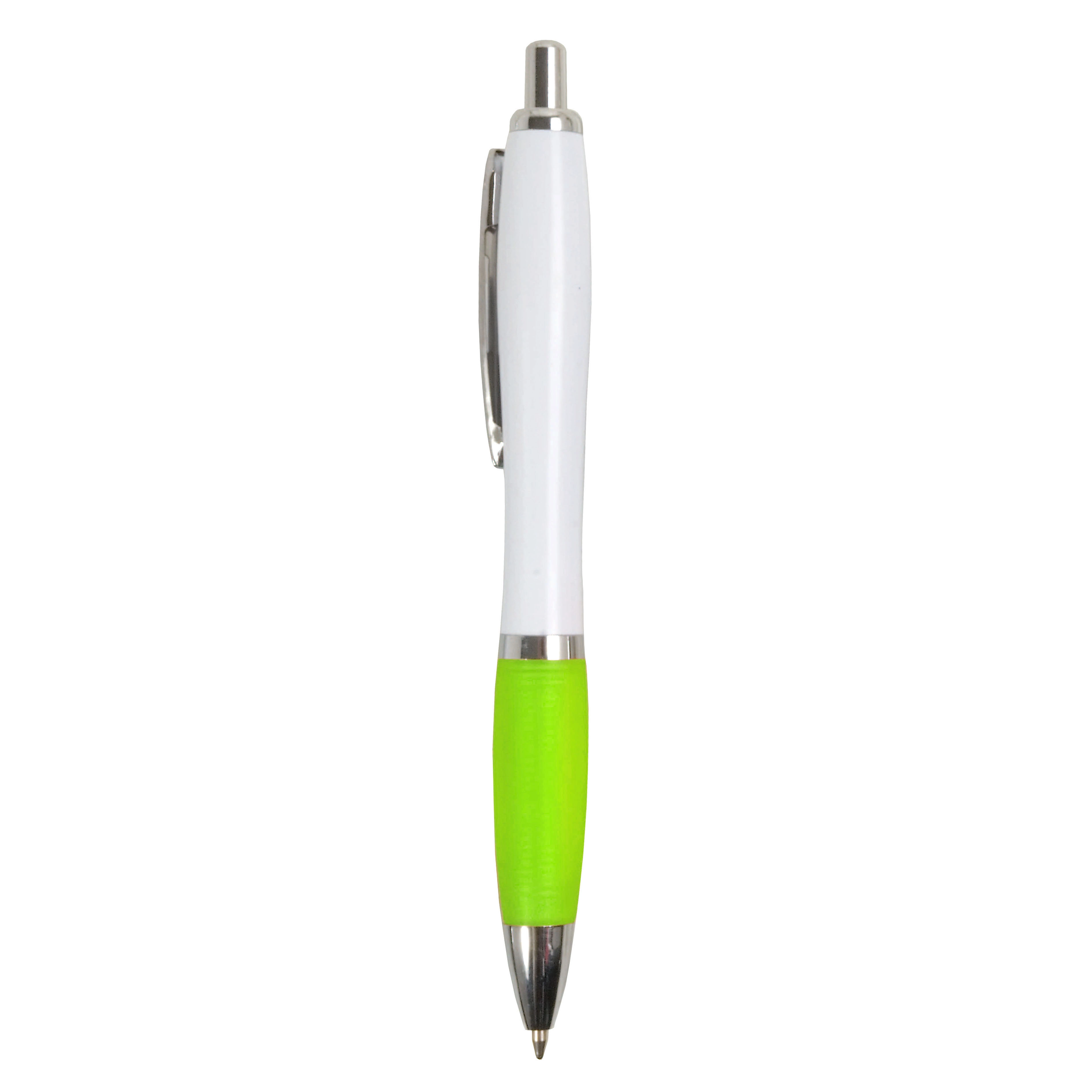 Immagine Penna a scatto in plastica ABS, con fusto bianco, impugnatura colorata gommata
