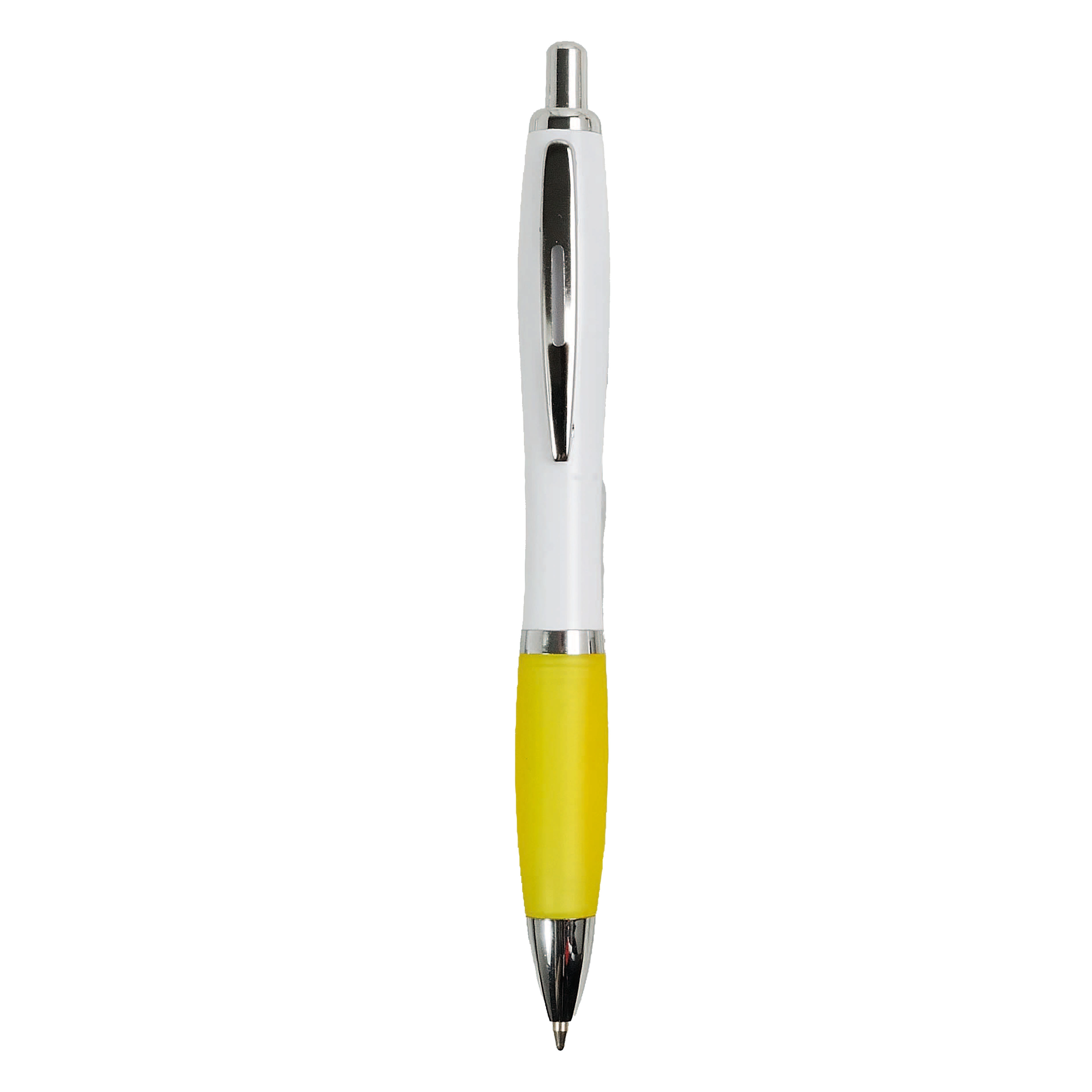 Immagine Penna a scatto in plastica ABS, con fusto bianco, impugnatura colorata gommata
