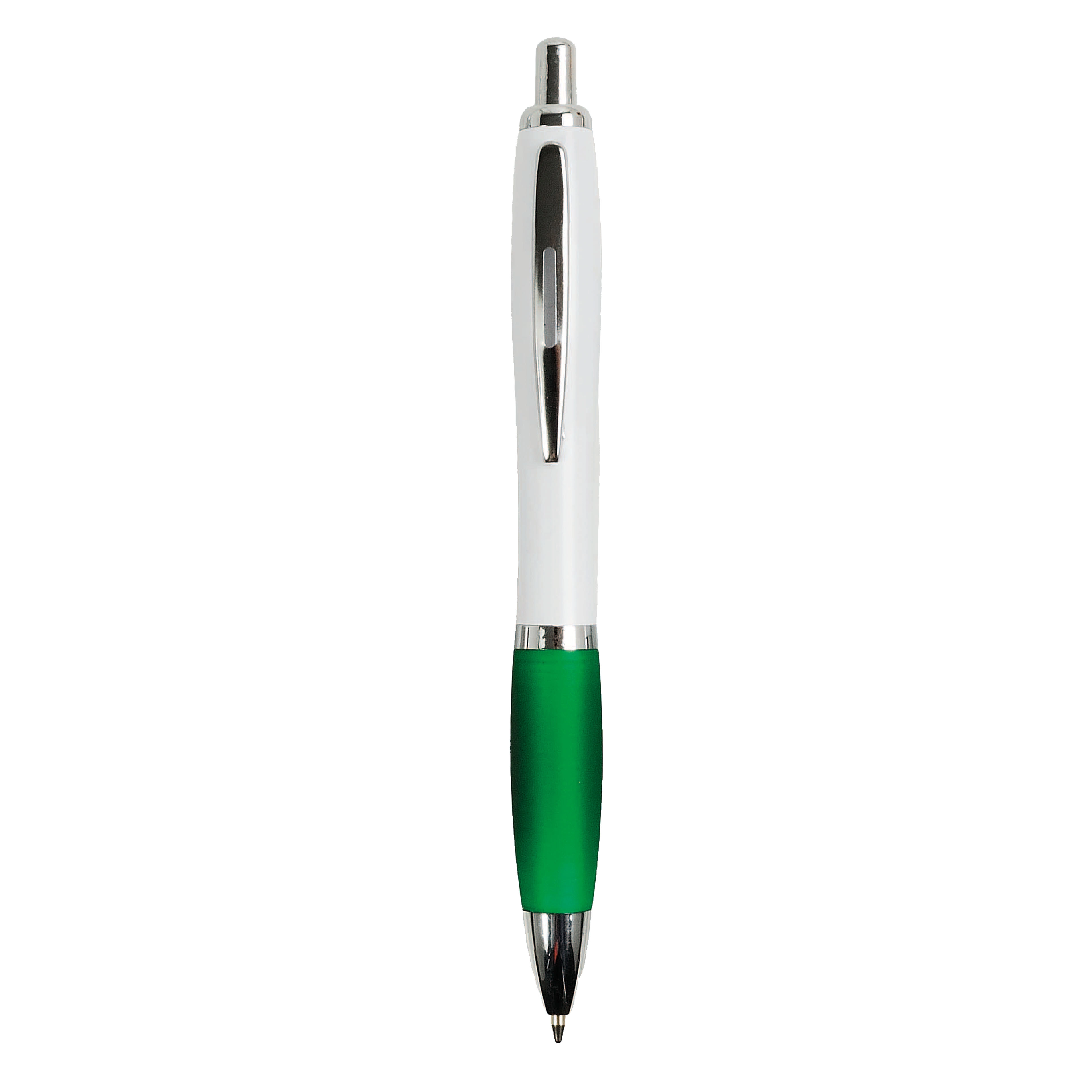 Immagine Penna a scatto in plastica ABS, con fusto bianco, impugnatura colorata gommata