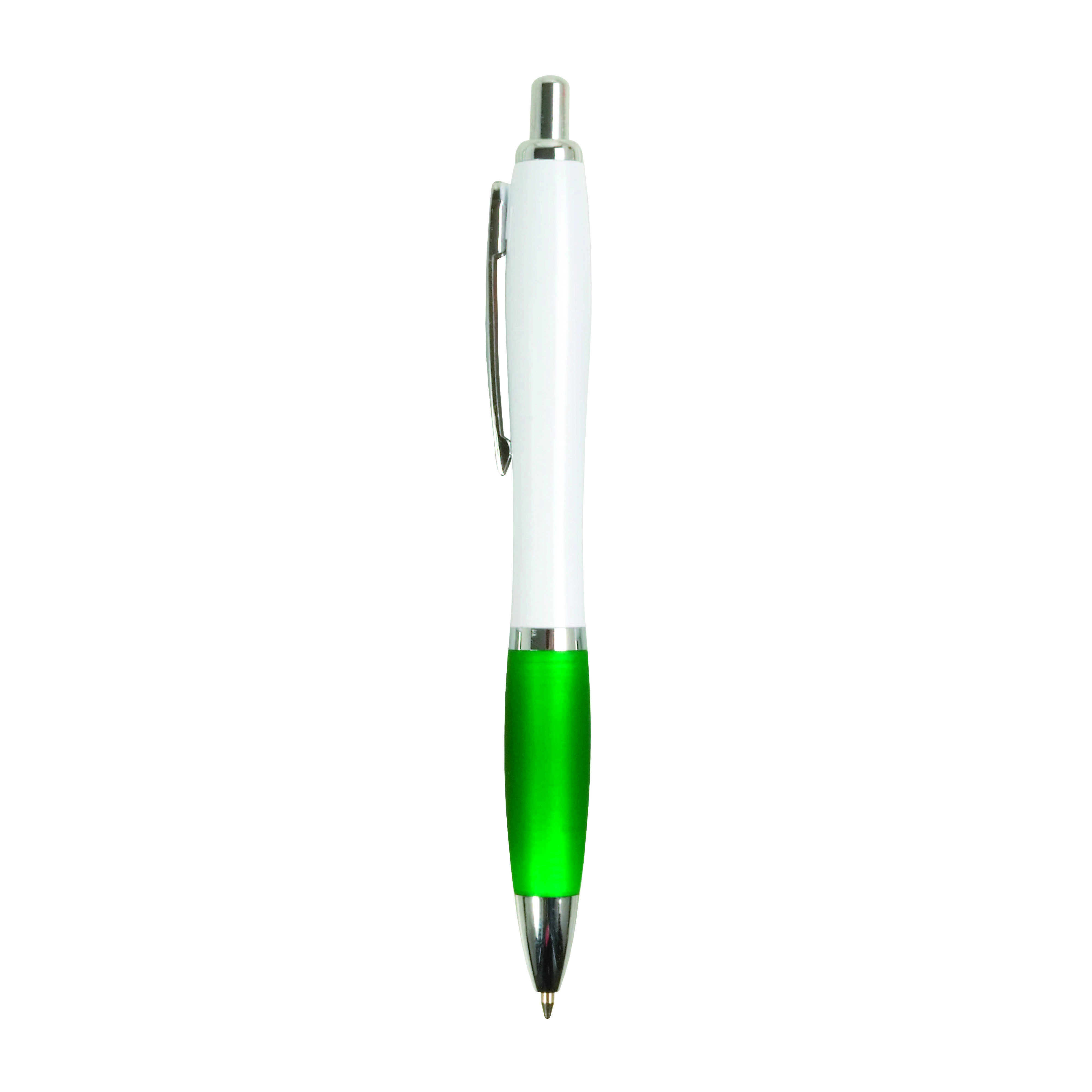 Immagine Penna a scatto in plastica ABS, con fusto bianco, impugnatura colorata gommata