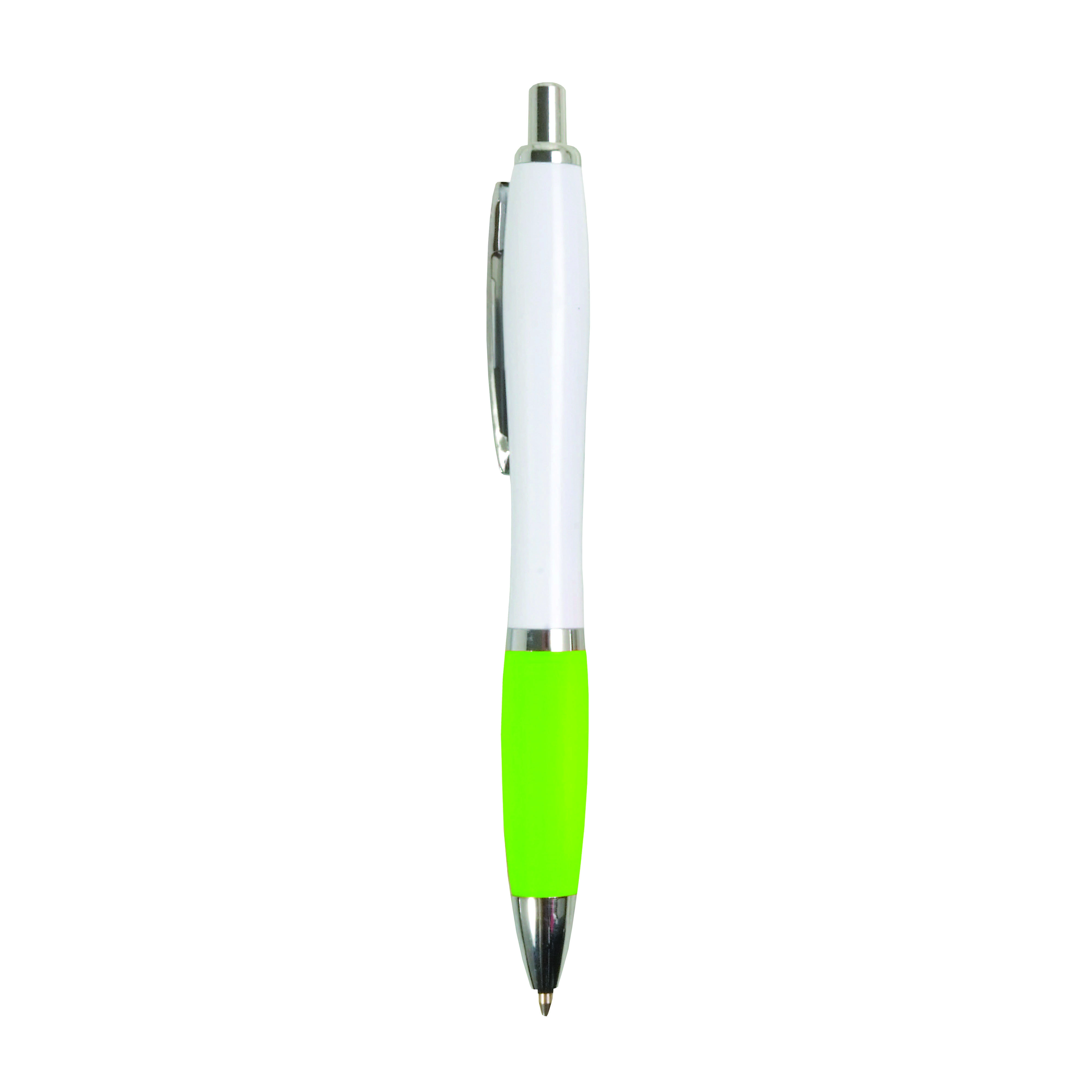 Immagine Penna a scatto in plastica ABS, con fusto bianco, impugnatura colorata gommata