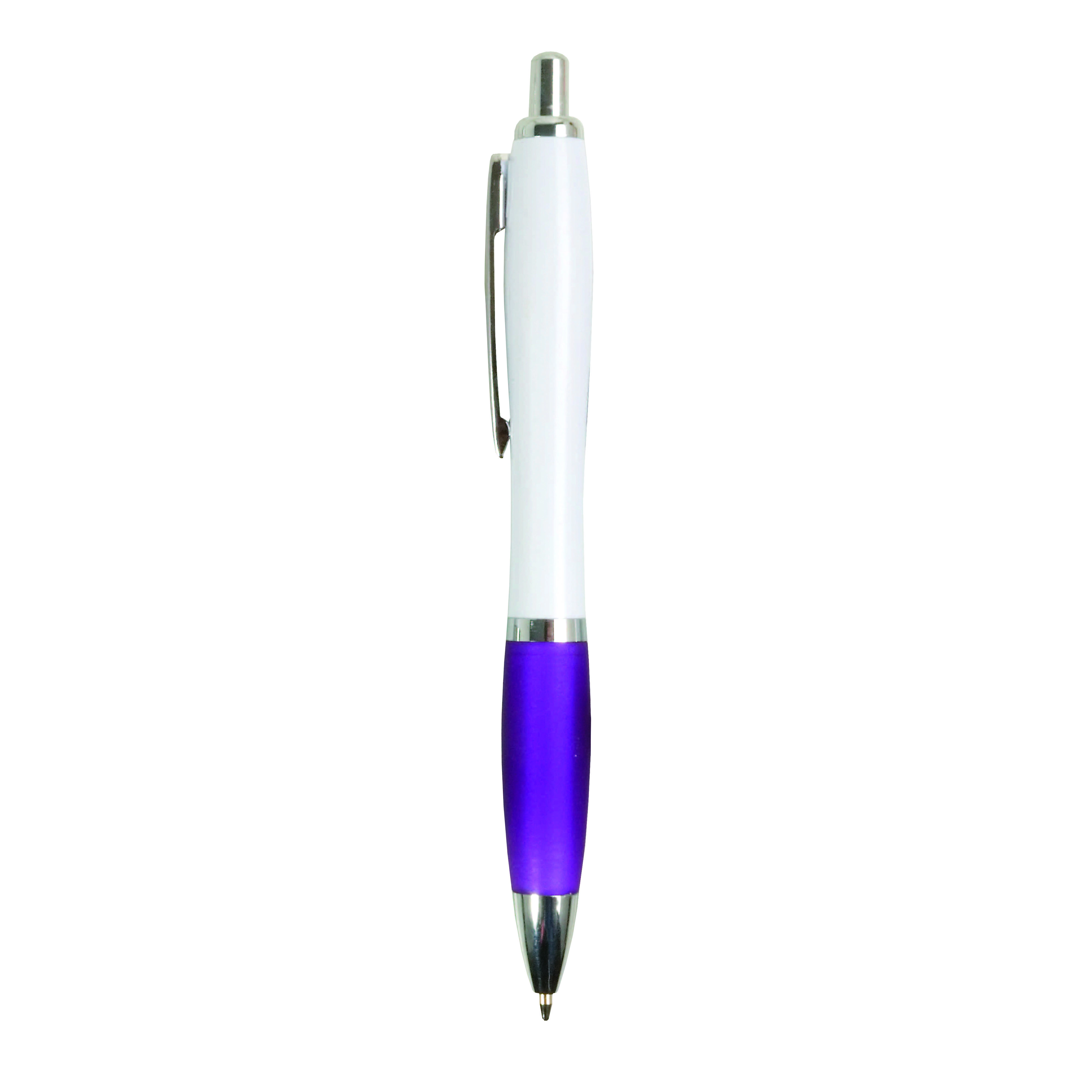 Immagine Penna a scatto in plastica ABS, con fusto bianco, impugnatura colorata gommata