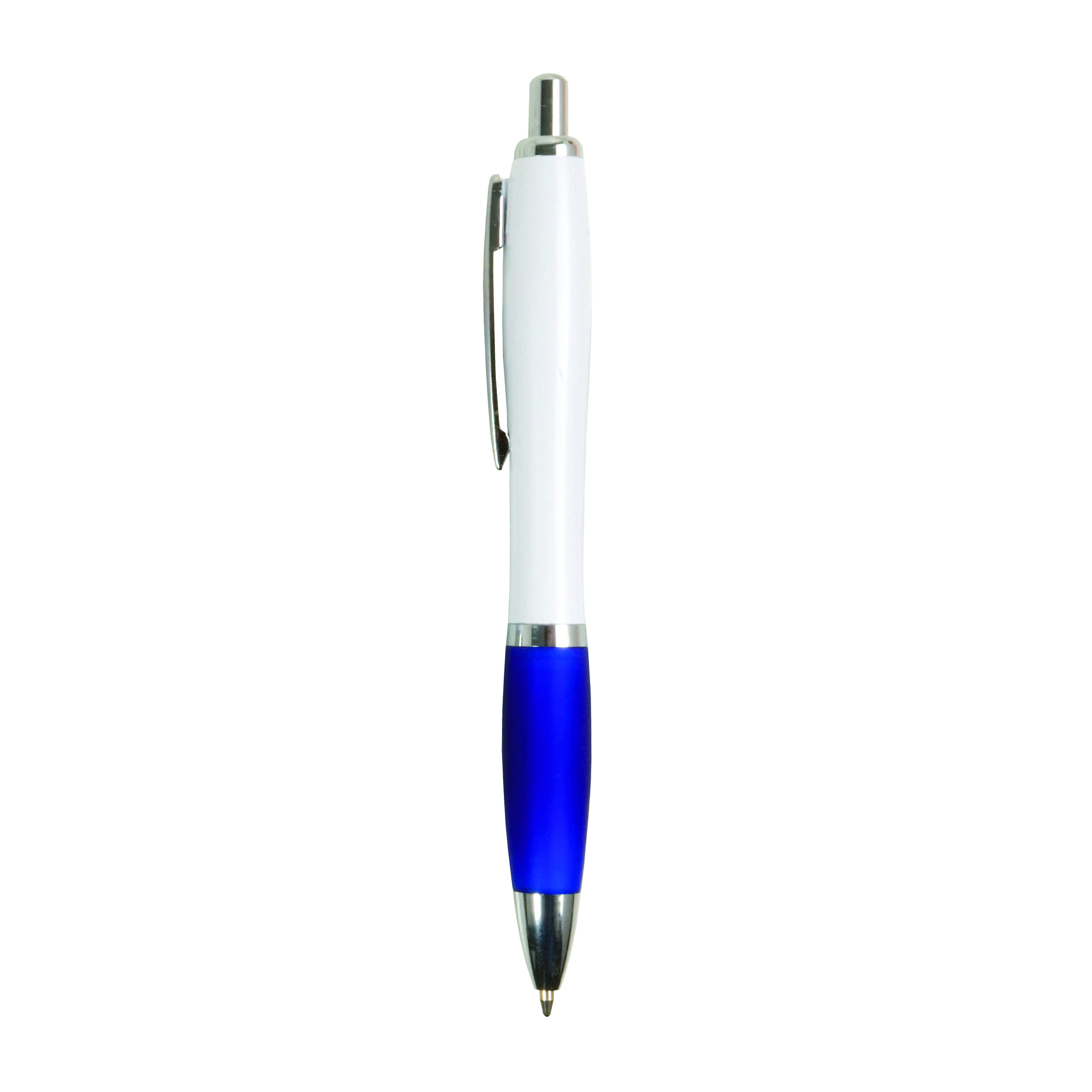 Immagine Penna a scatto in plastica ABS, con fusto bianco, impugnatura colorata gommata