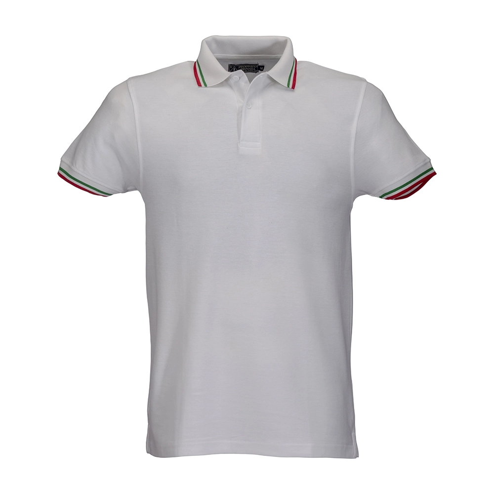 Immagine Polo a piqué di cotone 100% 180 g/m2, manica corta, bordi in tricolore