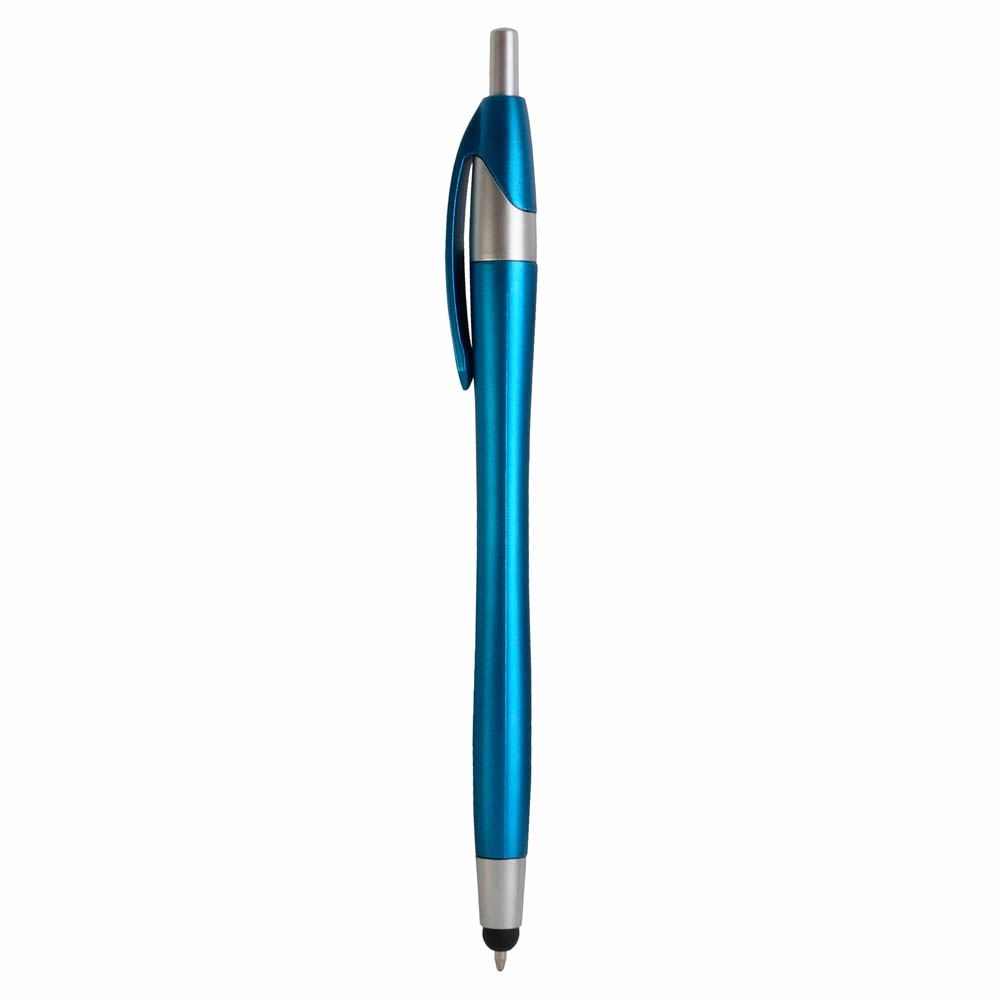 Immagine Penna a scatto in plastica con gommino per touch screen
