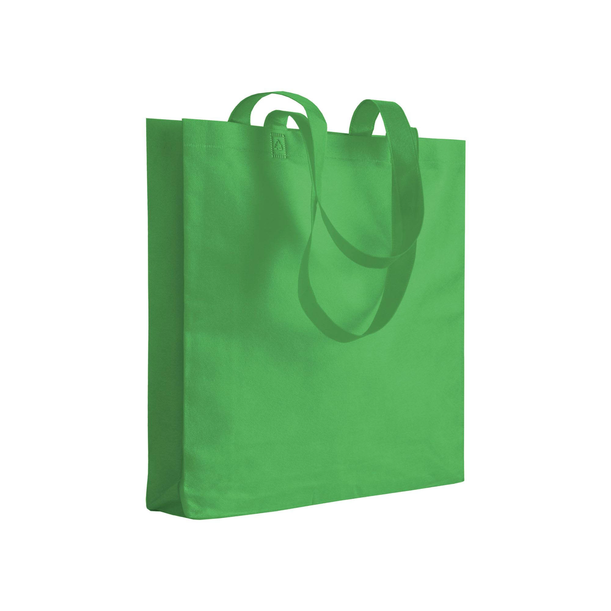 Immagine Shopper con soffietto in TNT 80 g/m2 termosaldato, manici lunghi