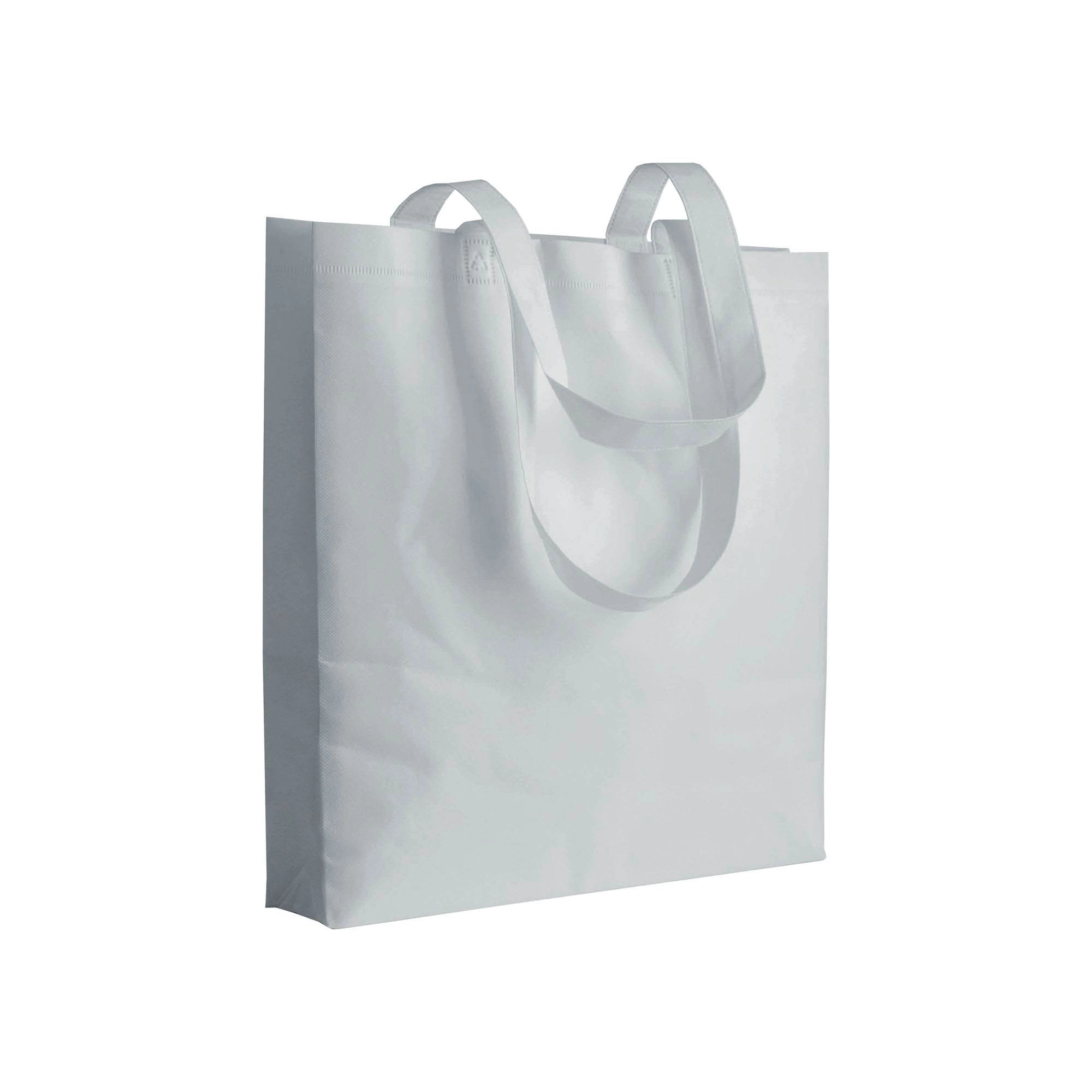 Immagine Shopper con soffietto in TNT 80 g/m2 termosaldato, manici lunghi