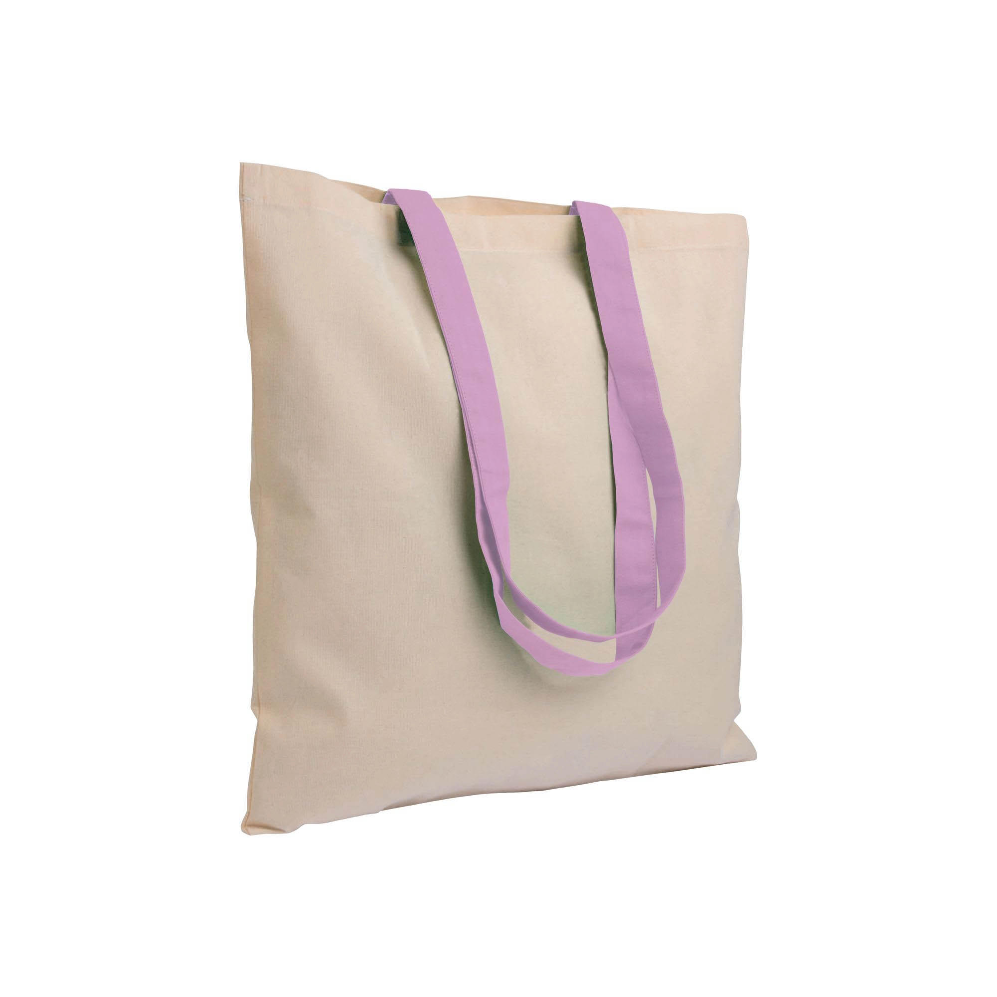 Immagine Shopper in cotone naturale 135 g/m2, manici lunghi colorati