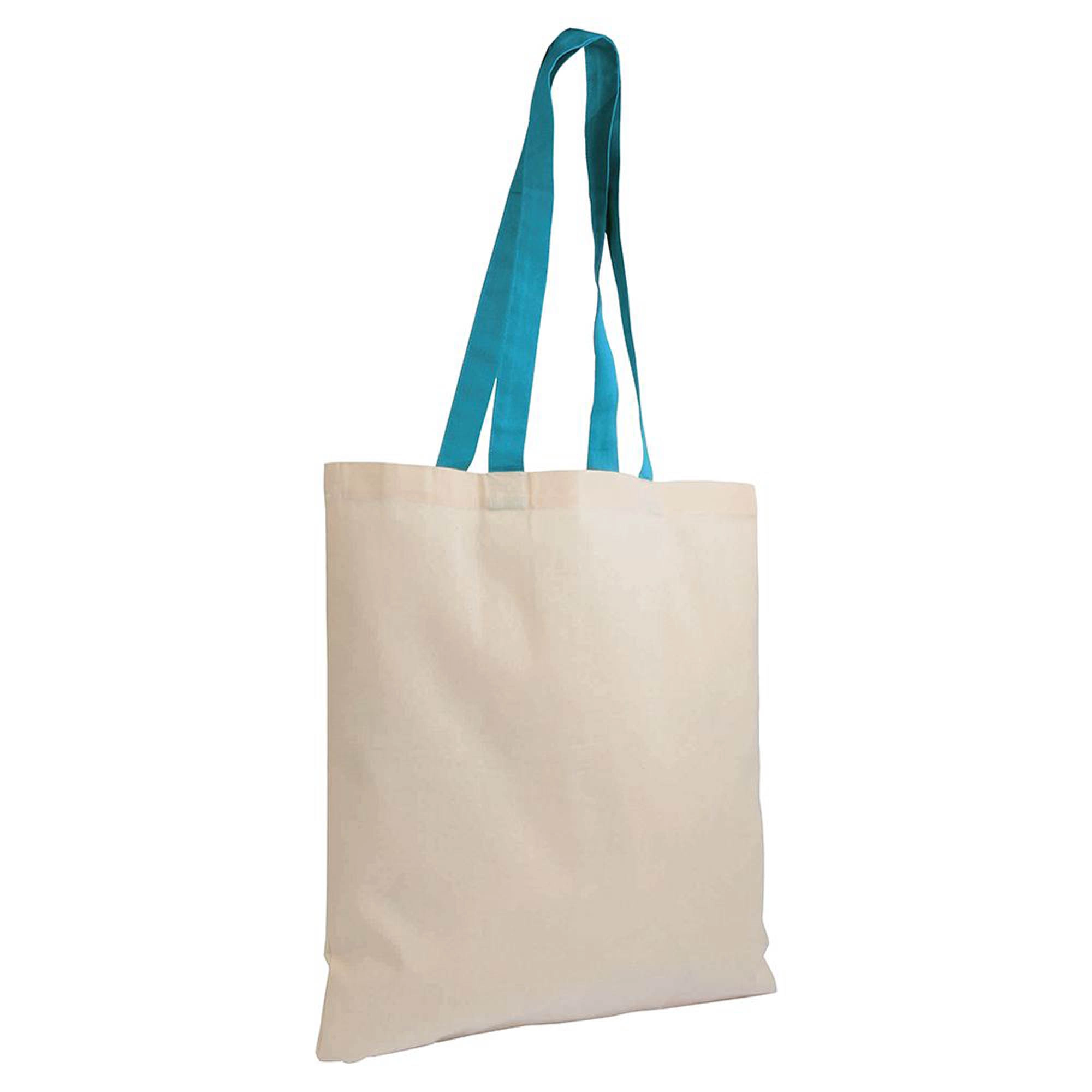 Immagine Shopper in cotone naturale 135 g/m2, manici lunghi colorati