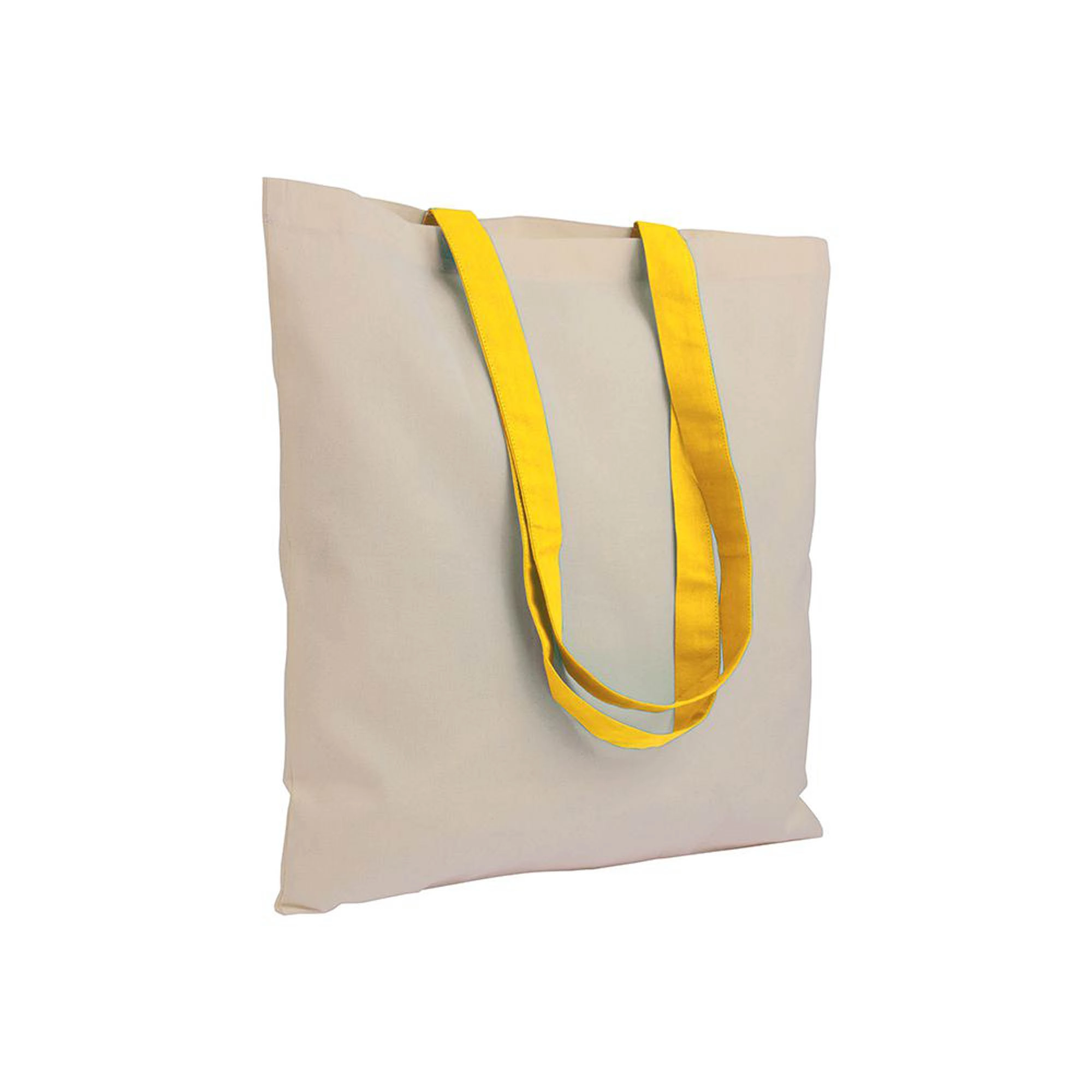 Immagine Shopper in cotone naturale 135 g/m2, manici lunghi colorati