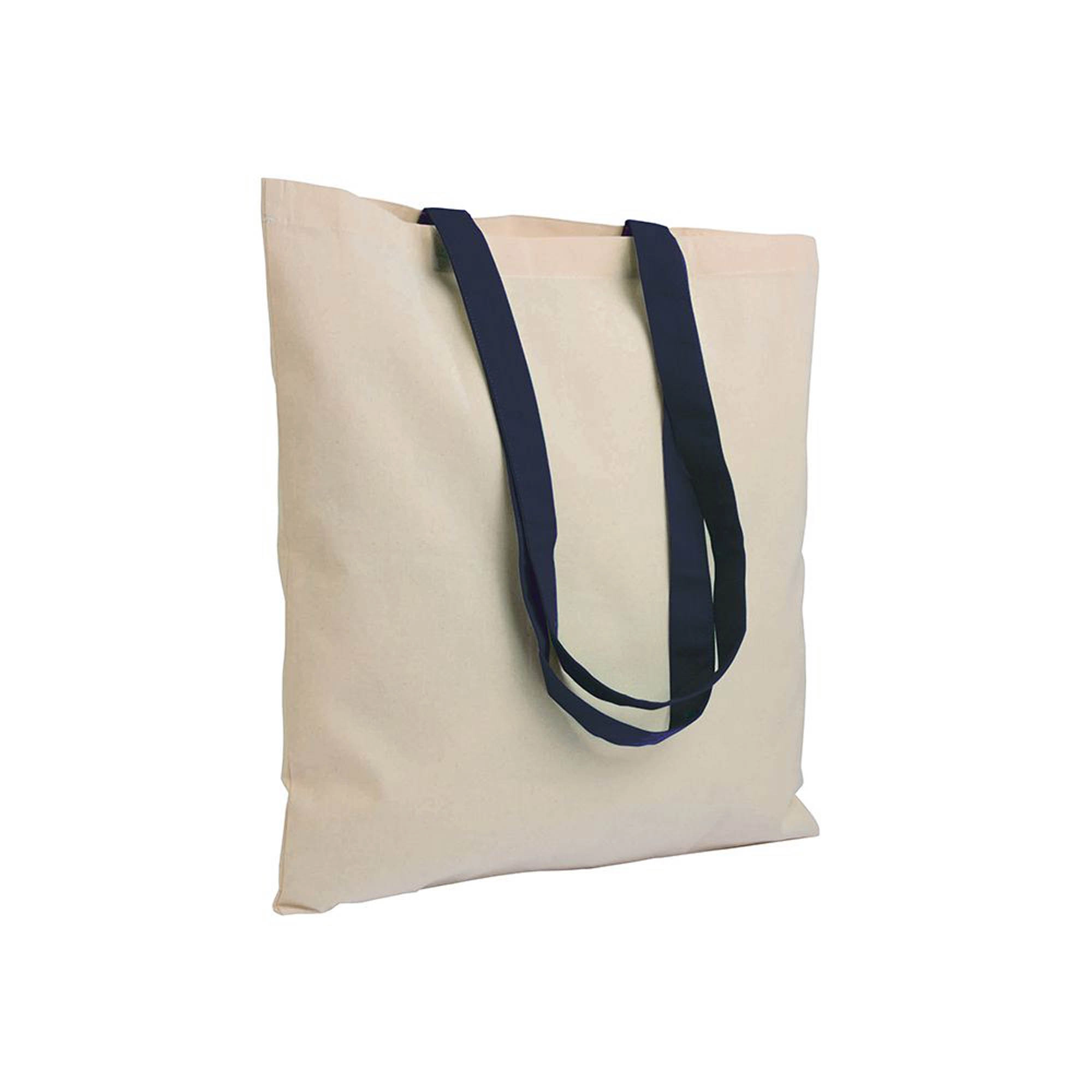 Immagine Shopper in cotone naturale 135 g/m2, manici lunghi colorati