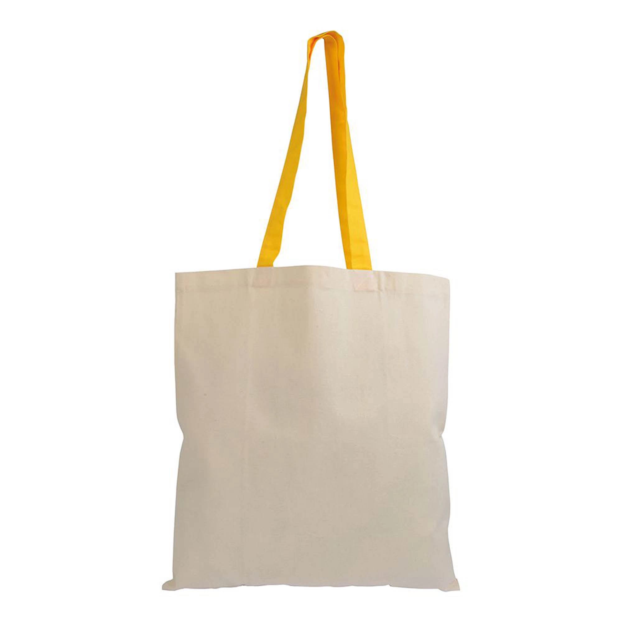 Immagine Shopper in cotone naturale 135 g/m2, manici lunghi colorati