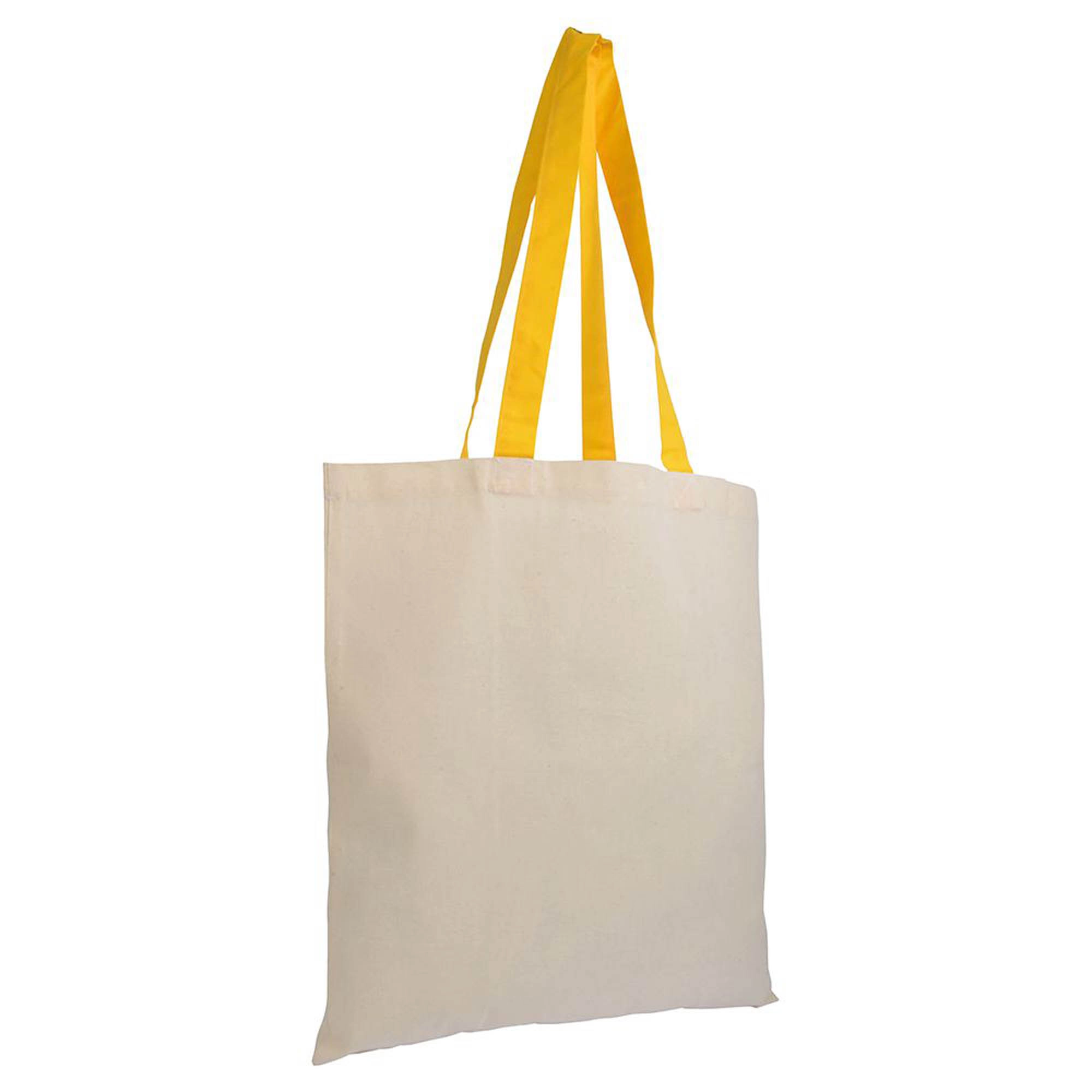 Immagine Shopper in cotone naturale 135 g/m2, manici lunghi colorati