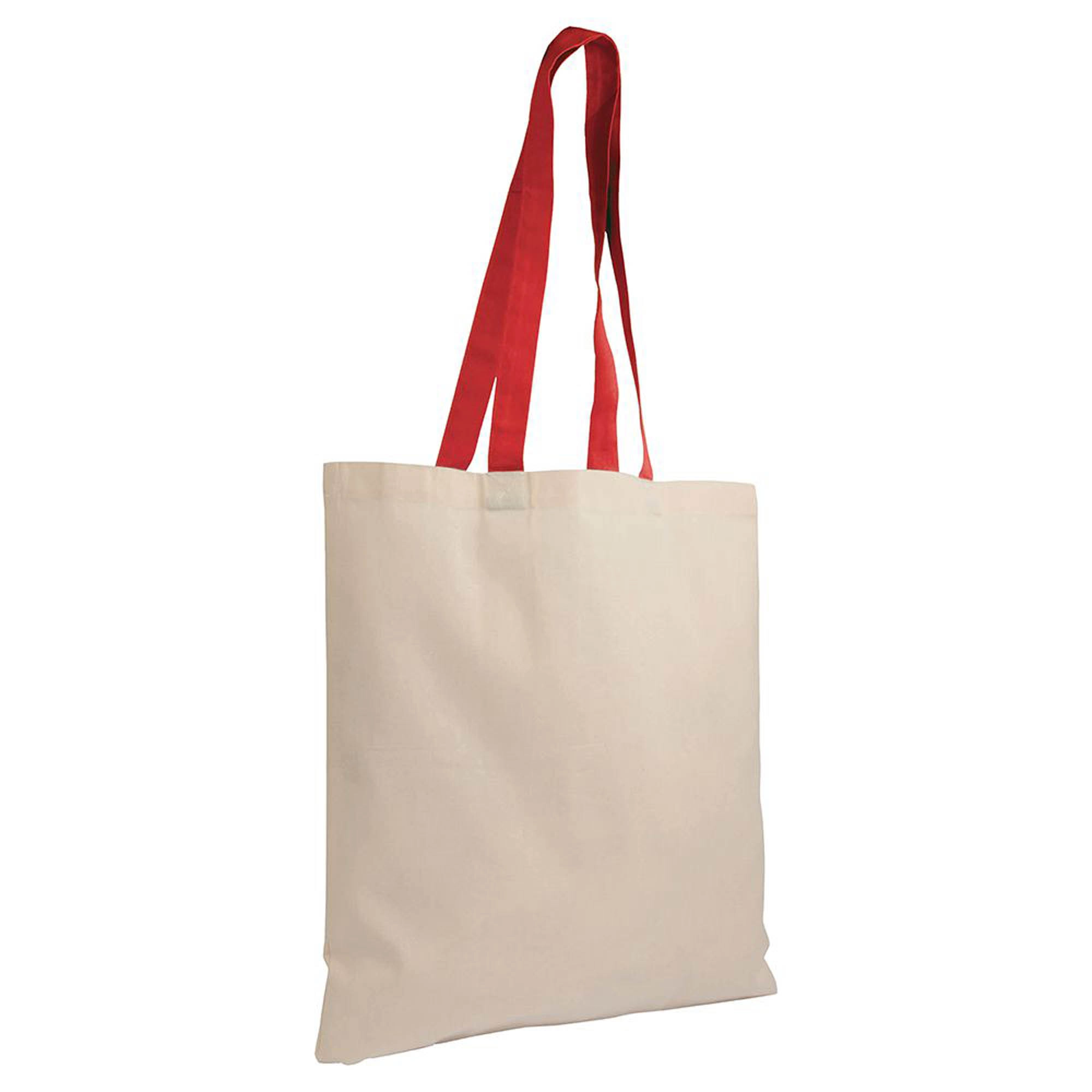 Immagine Shopper in cotone naturale 135 g/m2, manici lunghi colorati