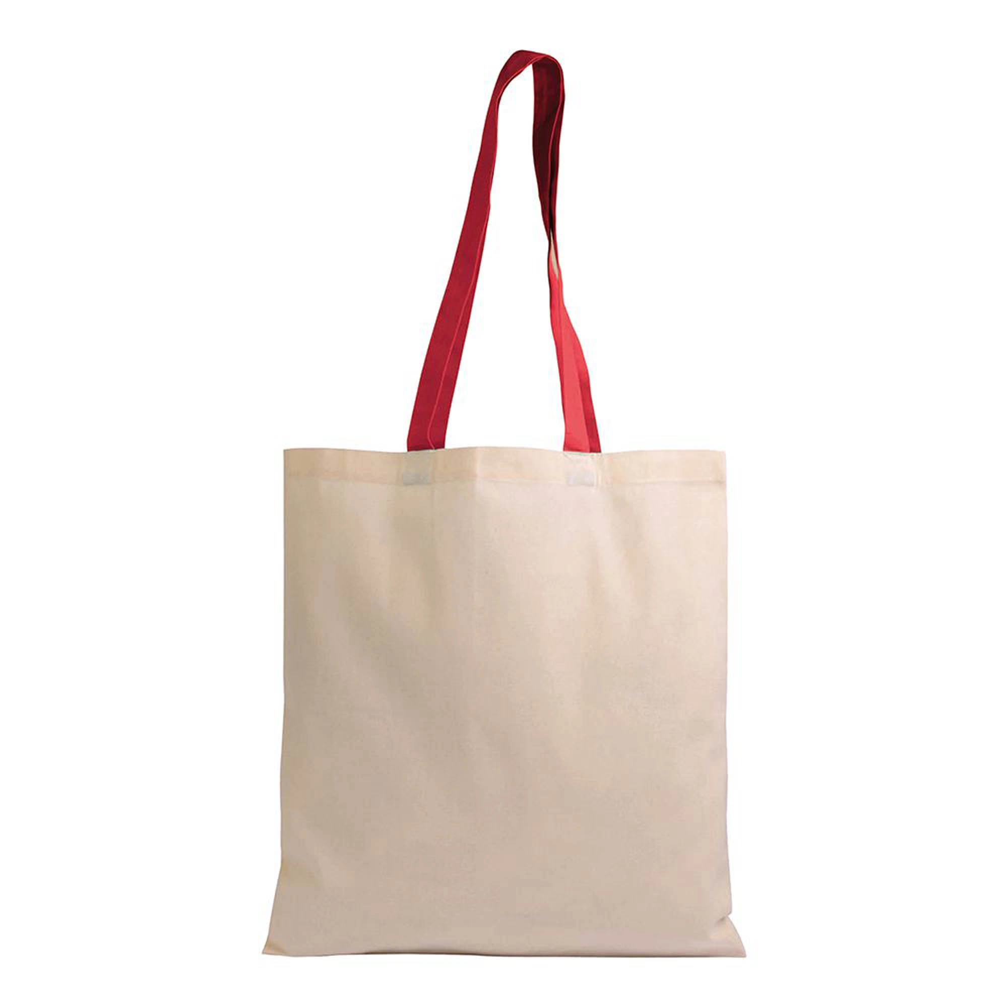 Immagine Shopper in cotone naturale 135 g/m2, manici lunghi colorati