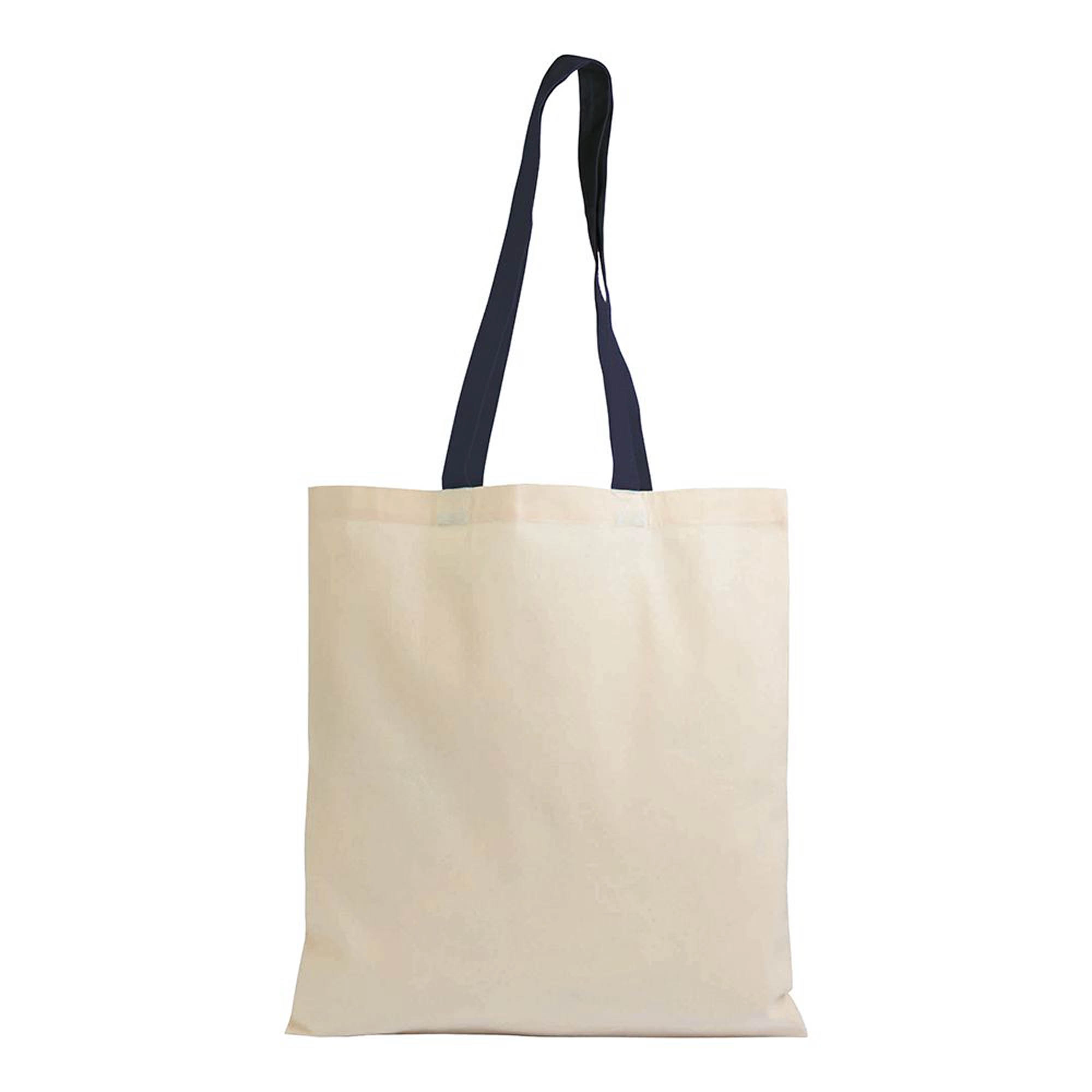 Immagine Shopper in cotone naturale 135 g/m2, manici lunghi colorati