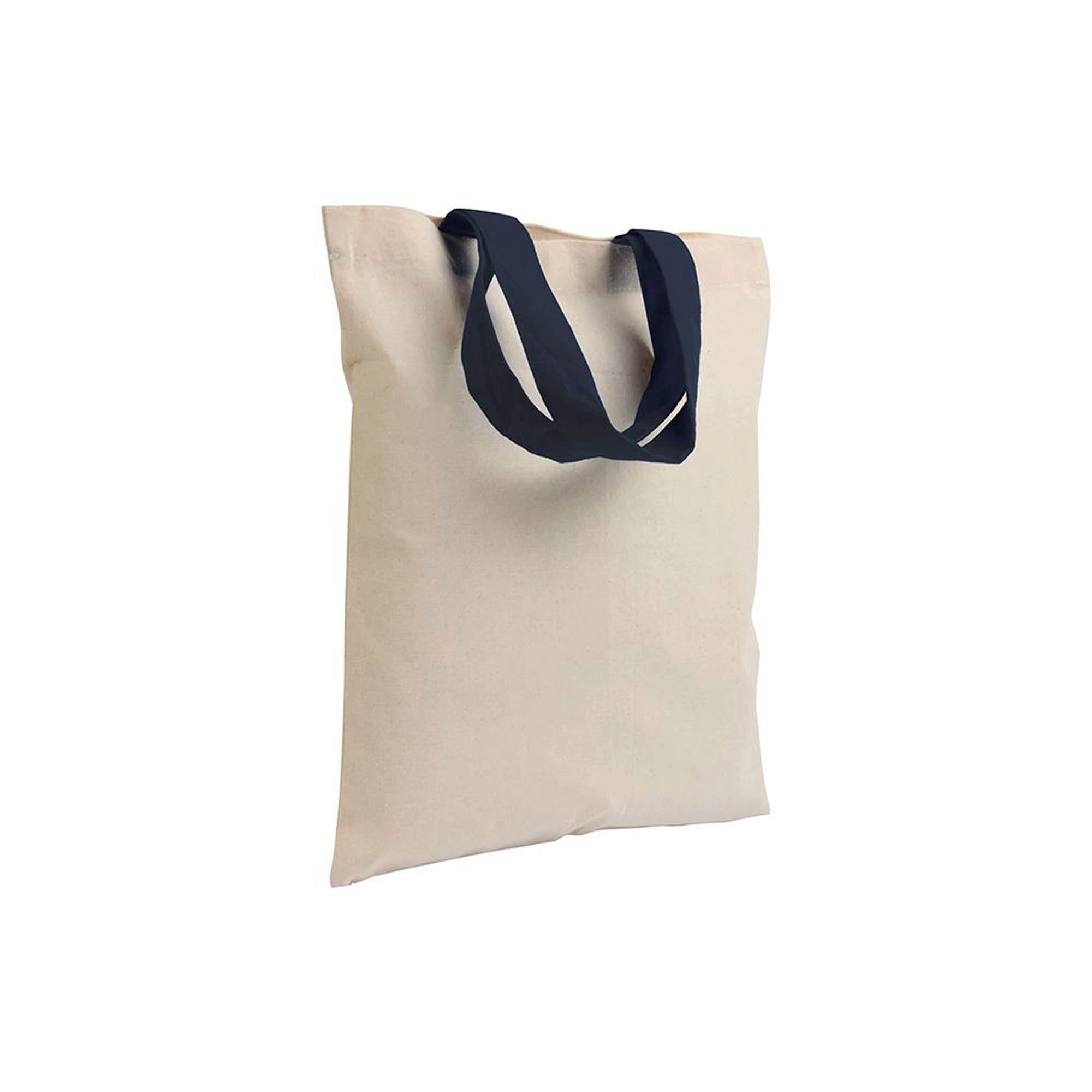 Immagine Shopper mini in cotone naturale 135 g/m2, manici corti colorati