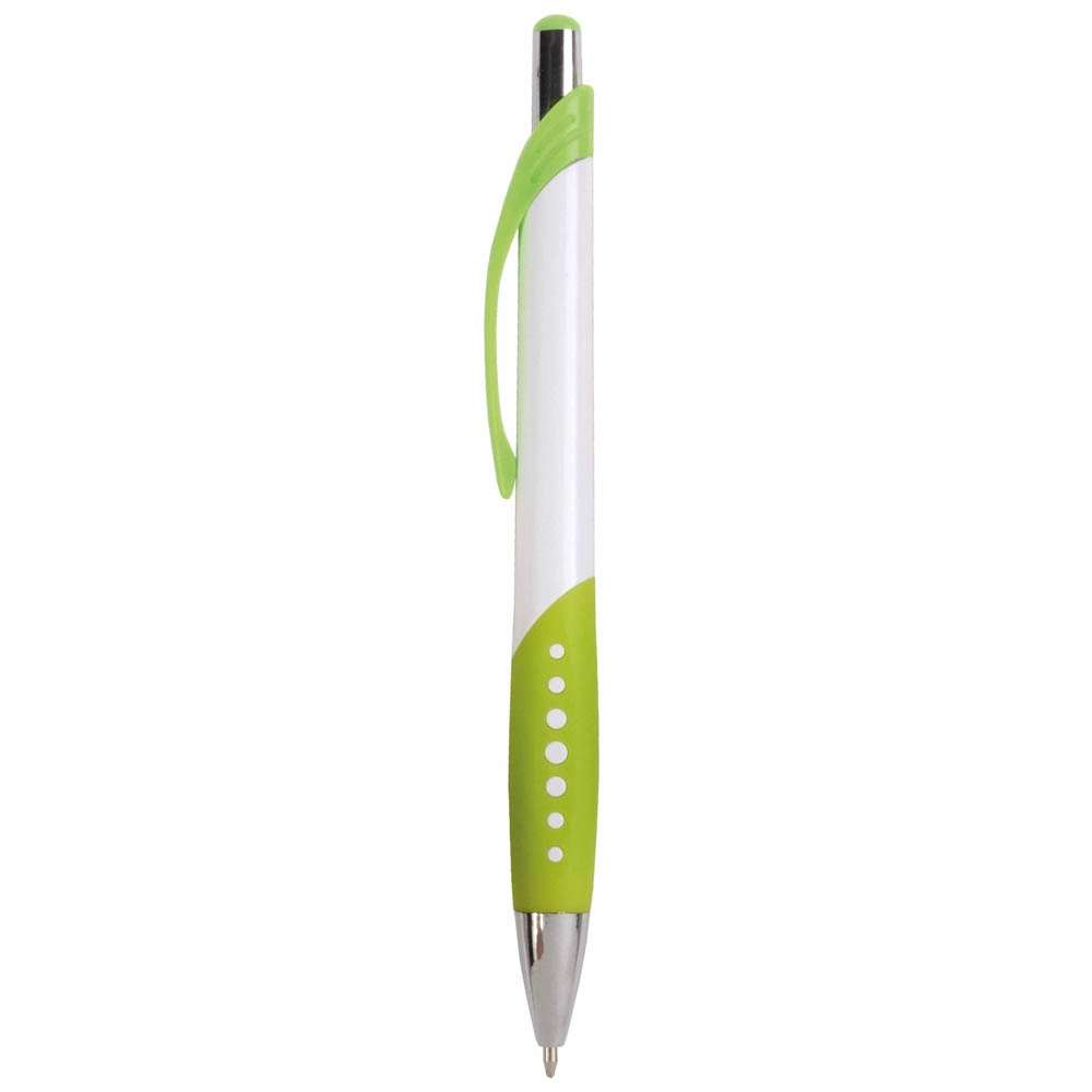 Immagine Penna a scatto in plastica con fusto bianco, impugatura gommata e colorata