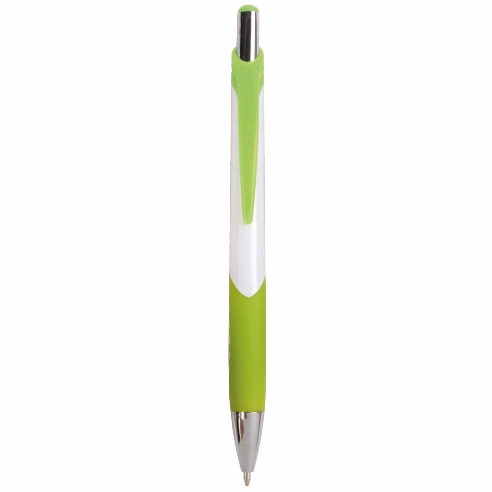 Immagine Penna a scatto in plastica con fusto bianco, impugatura gommata e colorata