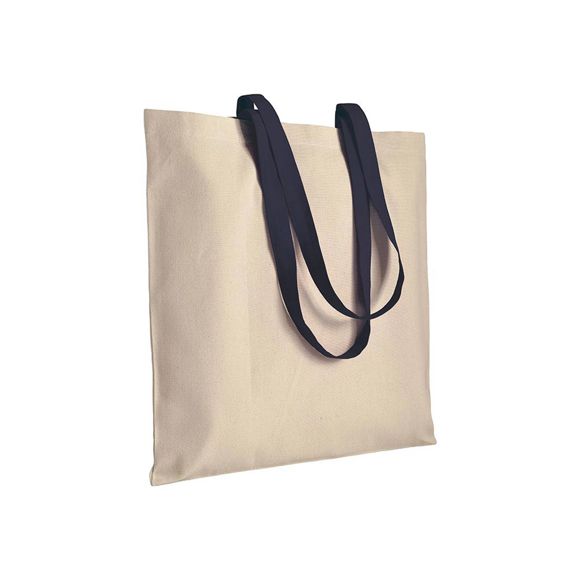 Immagine Shopper in cotone naturale 220 g/m2, manici lunghi colorati