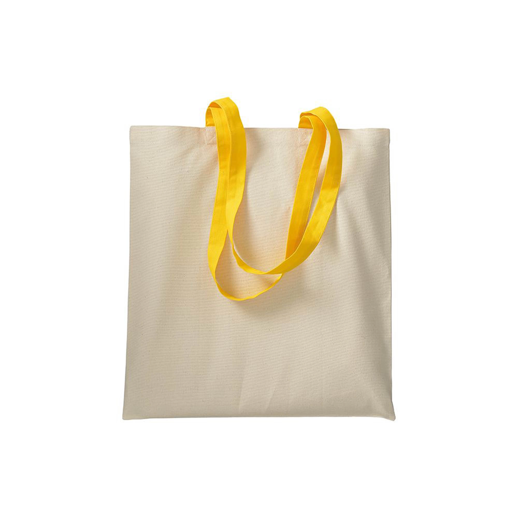 Immagine Shopper in cotone naturale 220 g/m2, manici lunghi colorati